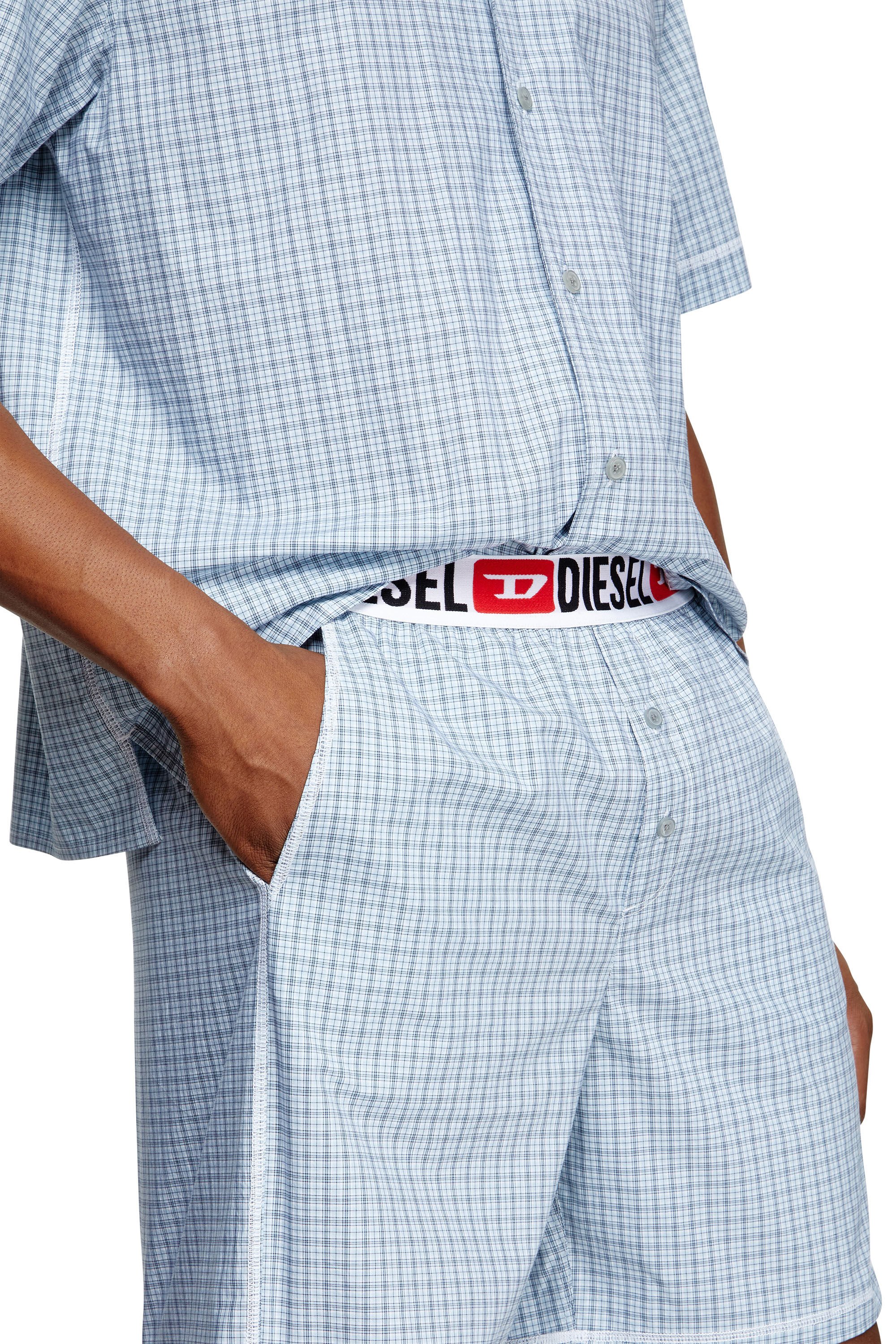 Diesel - SET-RAFAEL-D-CORE, Male's Short pyjamas in check cotton in ライトブルー - 4