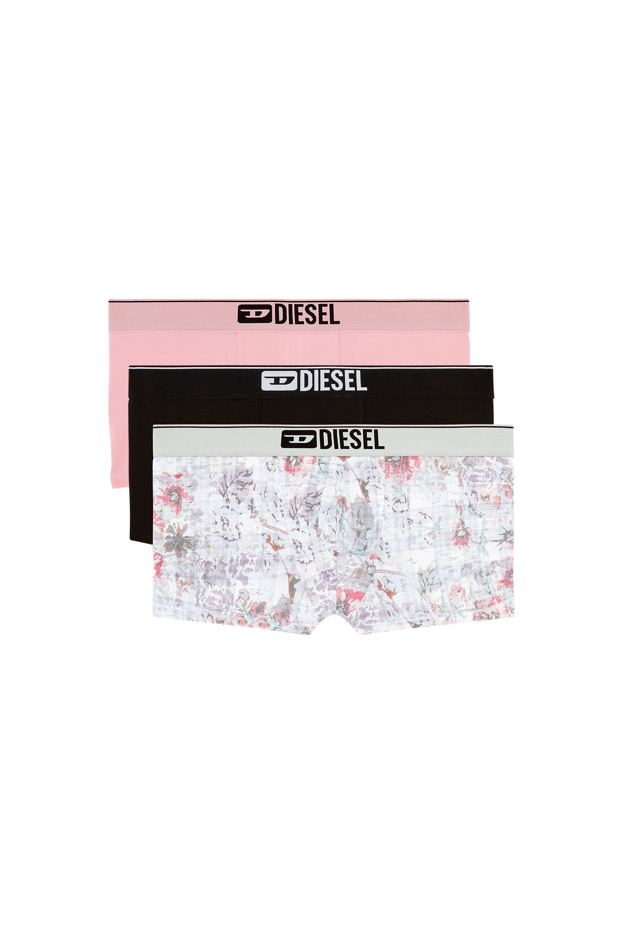 Diesel - DAMIEN-THREEPACK, Male's Three-pack boxer briefs with floral motif in ピンク/ブラック - 2