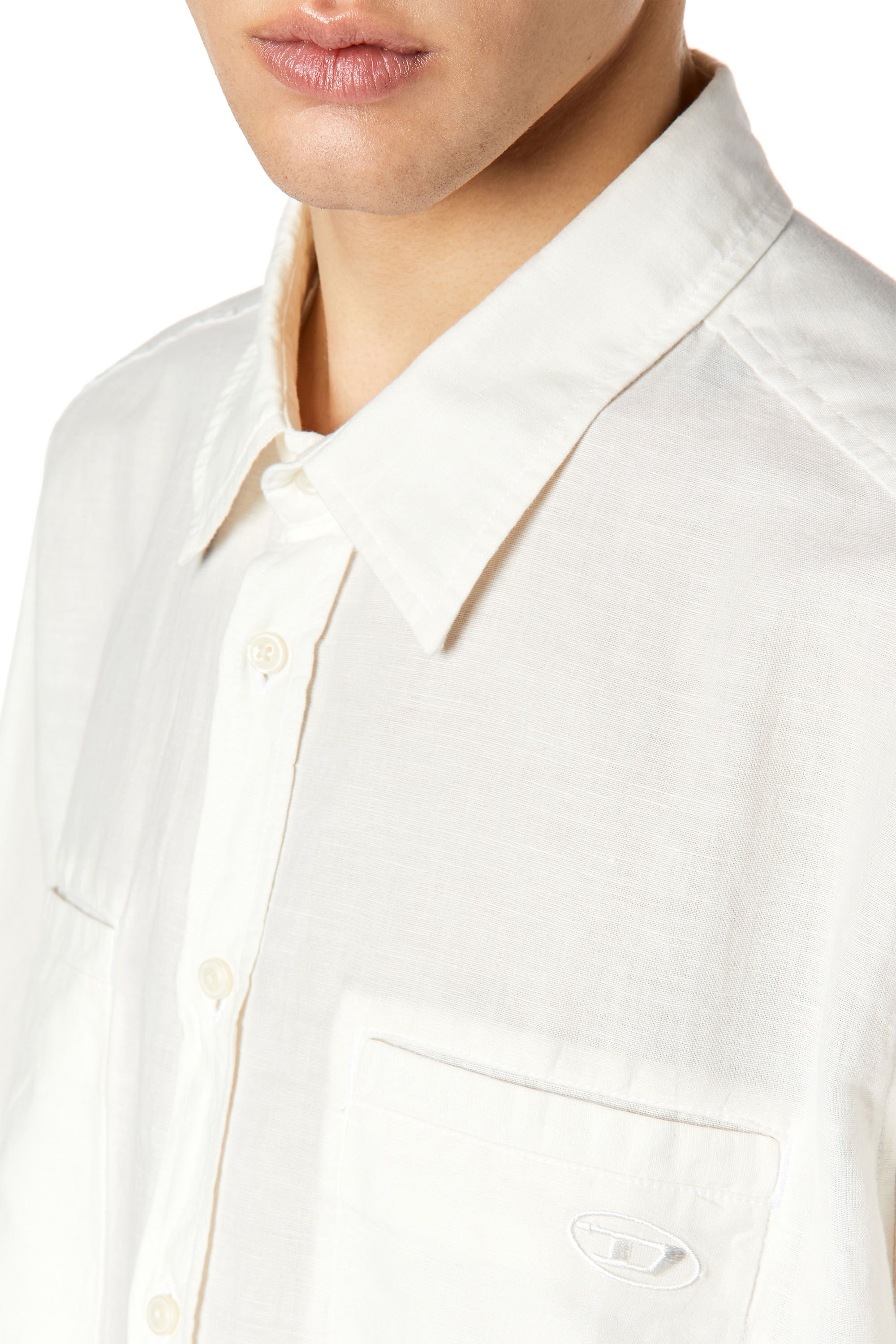 S-OMAR-SSL （MEN）: コットンリネン半袖シャツ｜ディーゼル（DIESEL