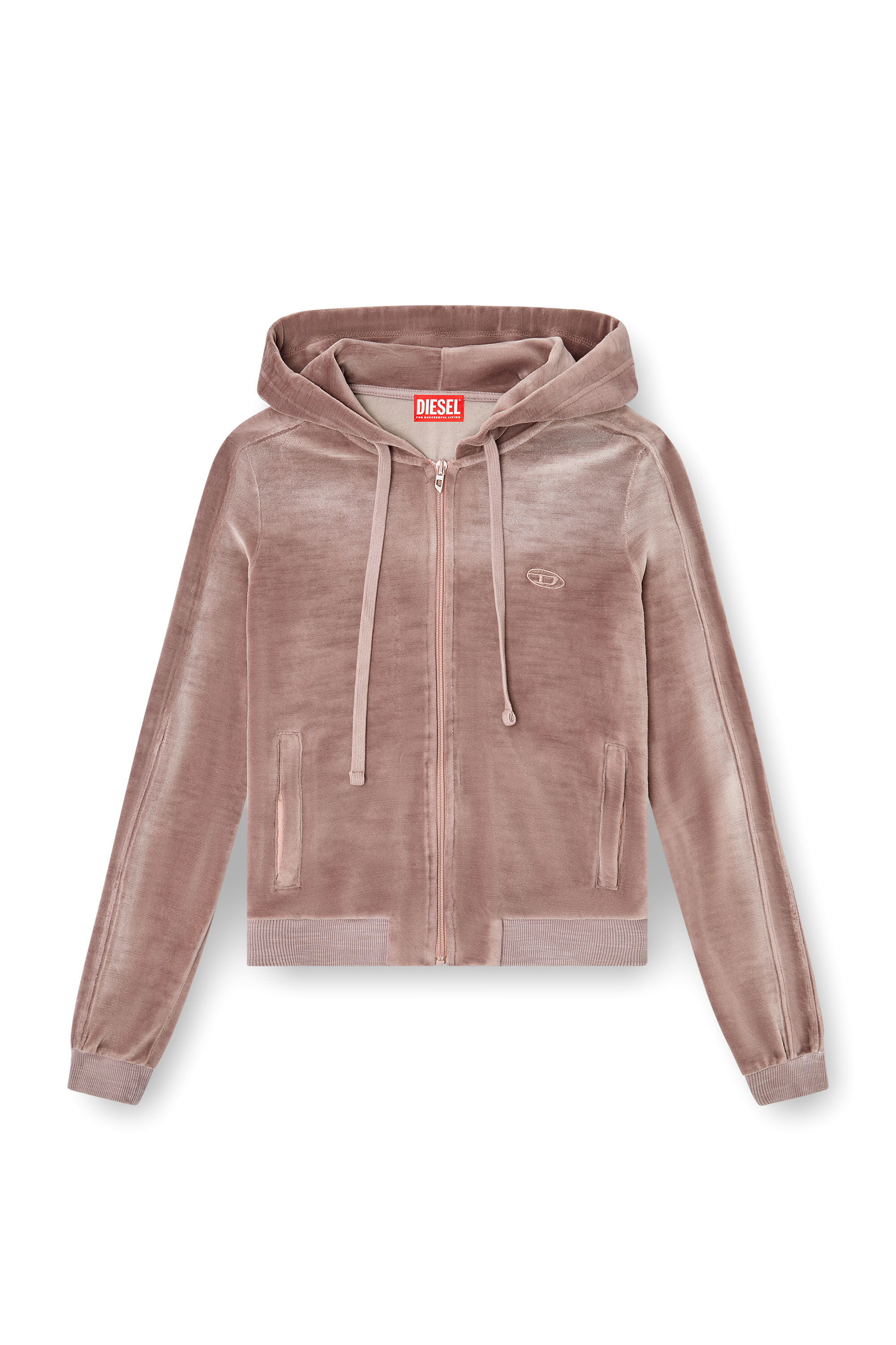 Diesel - F-ELY-Q1, Female's Zip-up hoodie in faded chenille in ピンク / ホワイト - 2