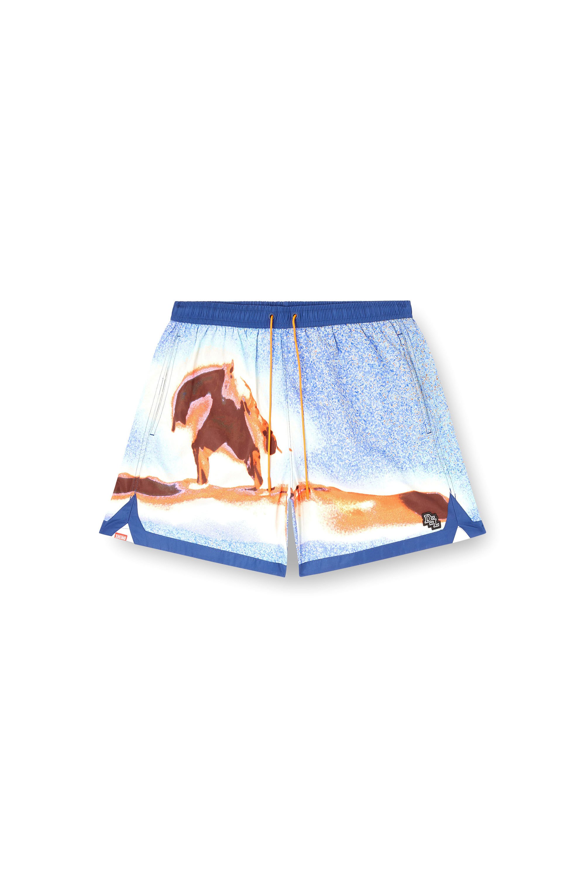 Diesel - SOCCER-41-D-POP-C, Male's Swim shorts with all-over surfboard print in ブルー - 4
