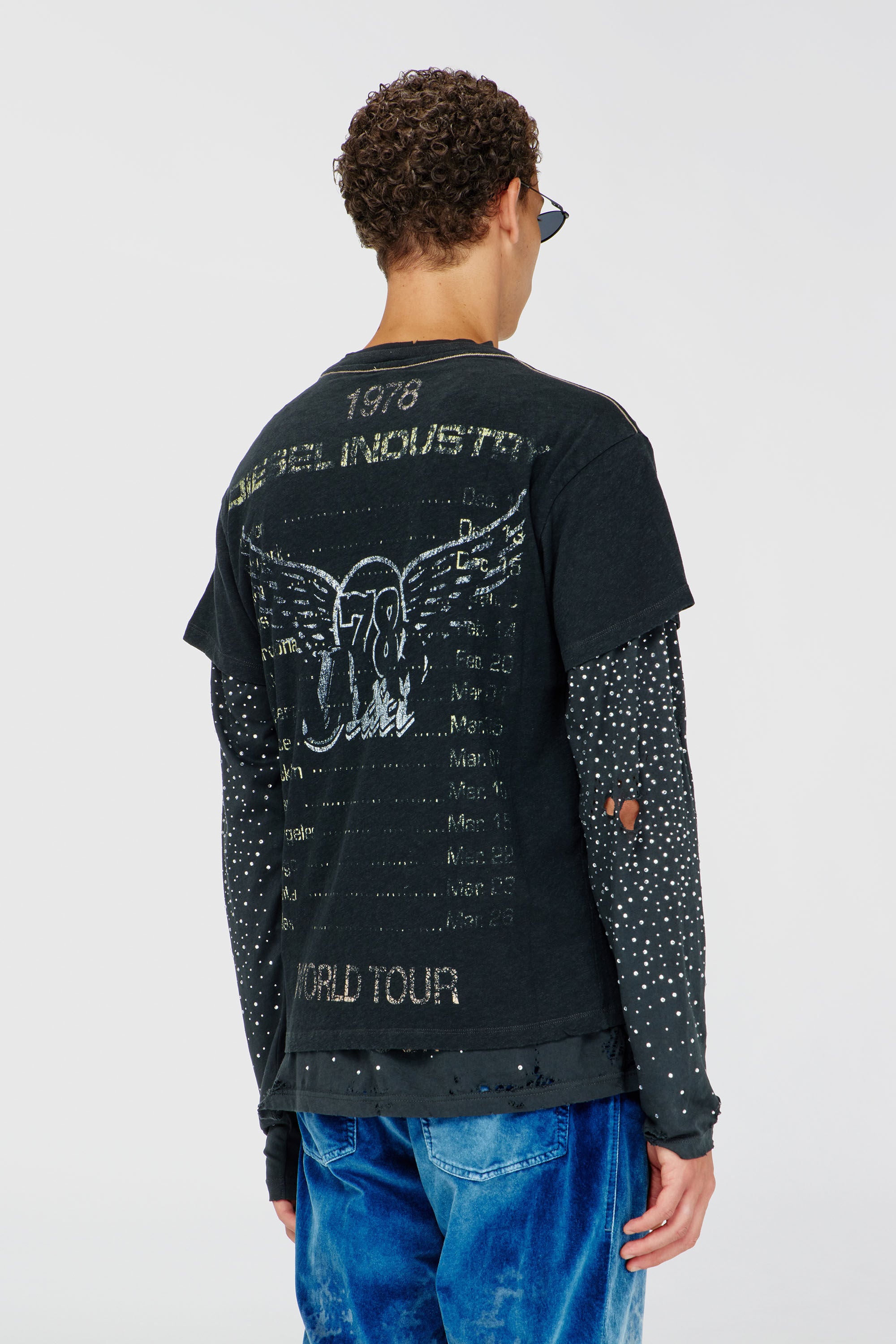 Diesel - T-GERIO-A, Male's Cotton-hemp T-shirt with concert graphics in ブラック - 5