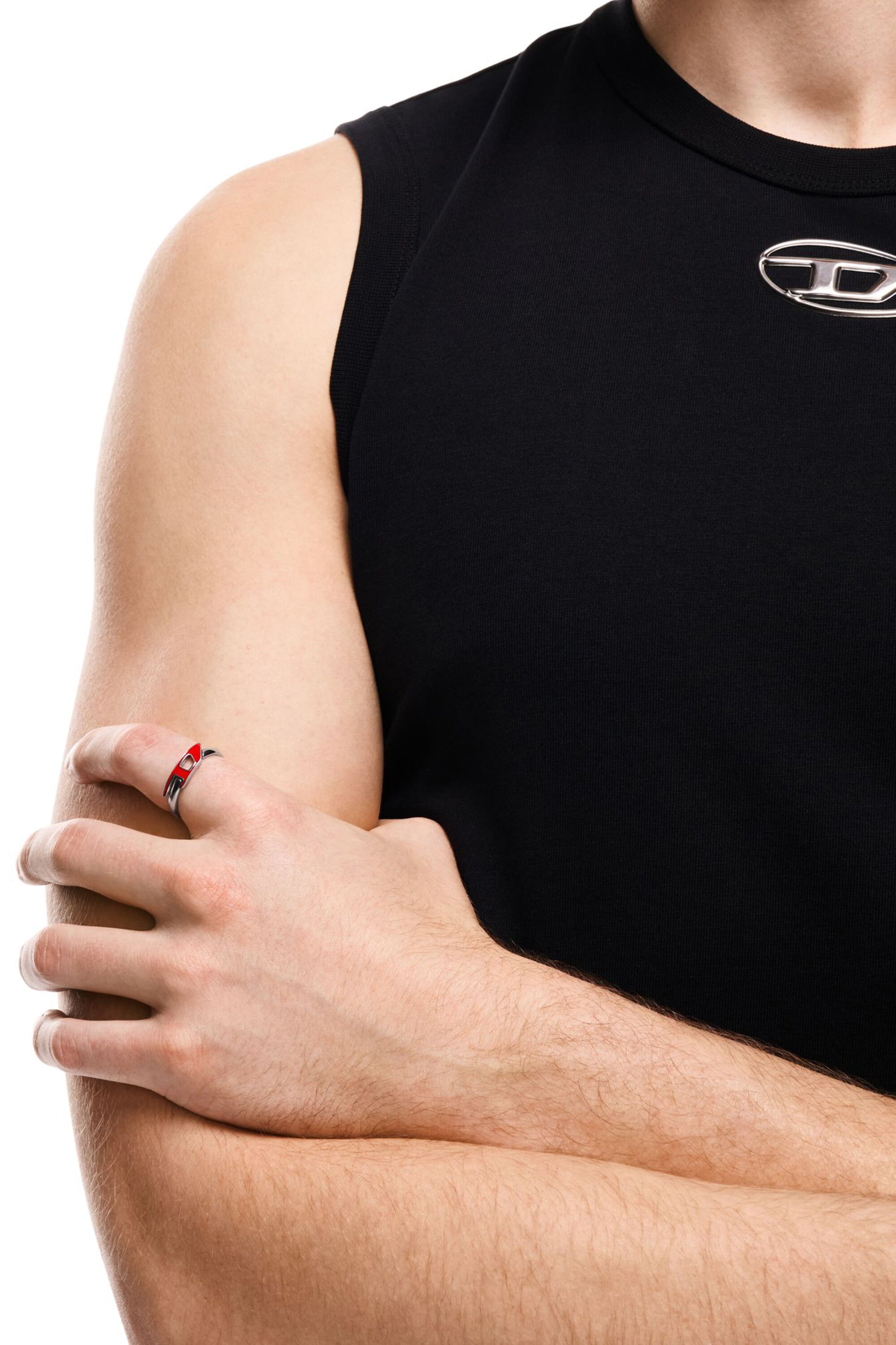 Diesel - DX1688040 JEWELLERY, Unisex's Stainless steel band ring in シルバー/ブルー - 5