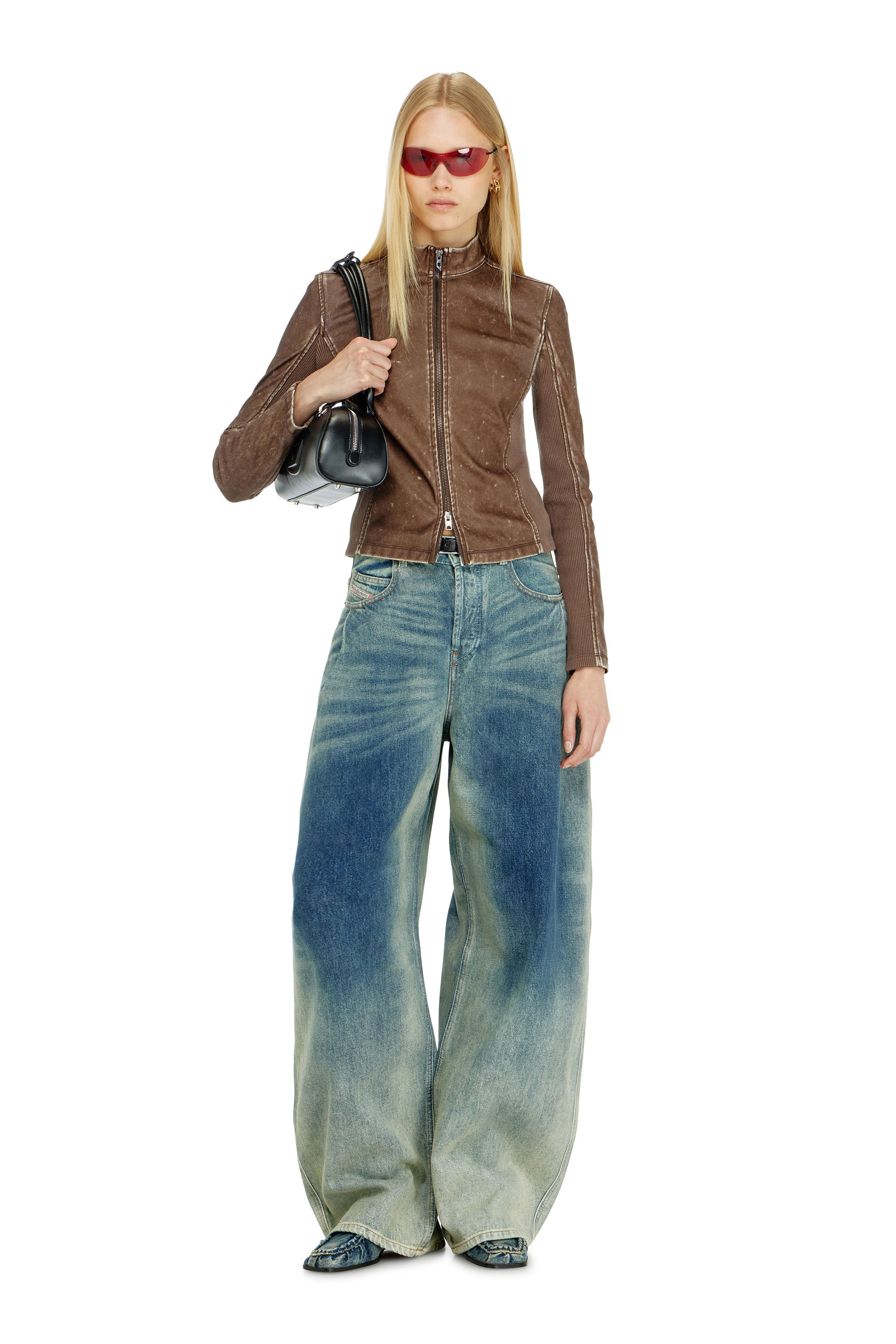 Diesel - T-HUNDER, Female's ジップアップトップ in ブラウン - 1