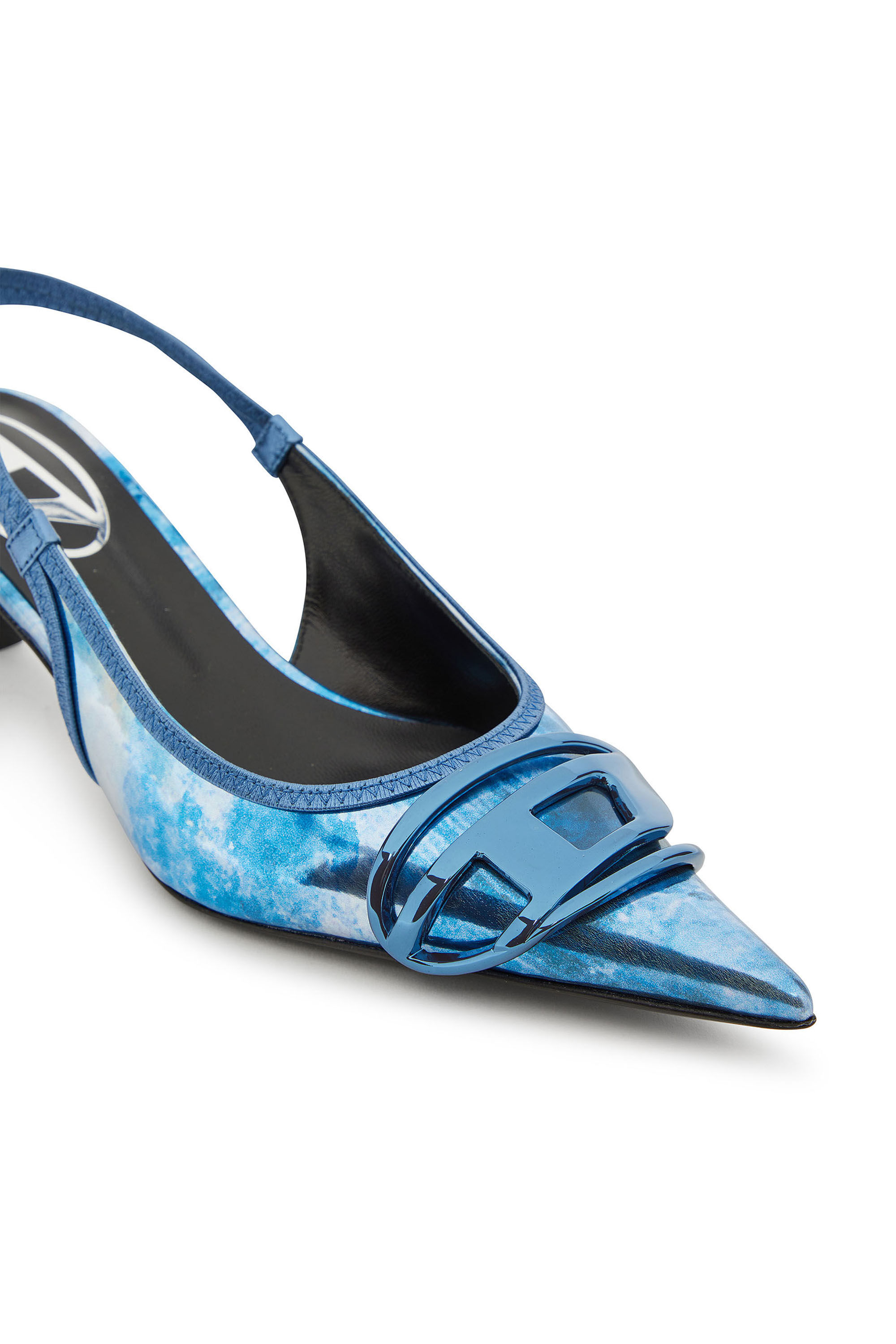 Diesel - D-VENUS SB 40, Female's D-Venus-Two-tone metallic slingback pumps in ブルー - 4