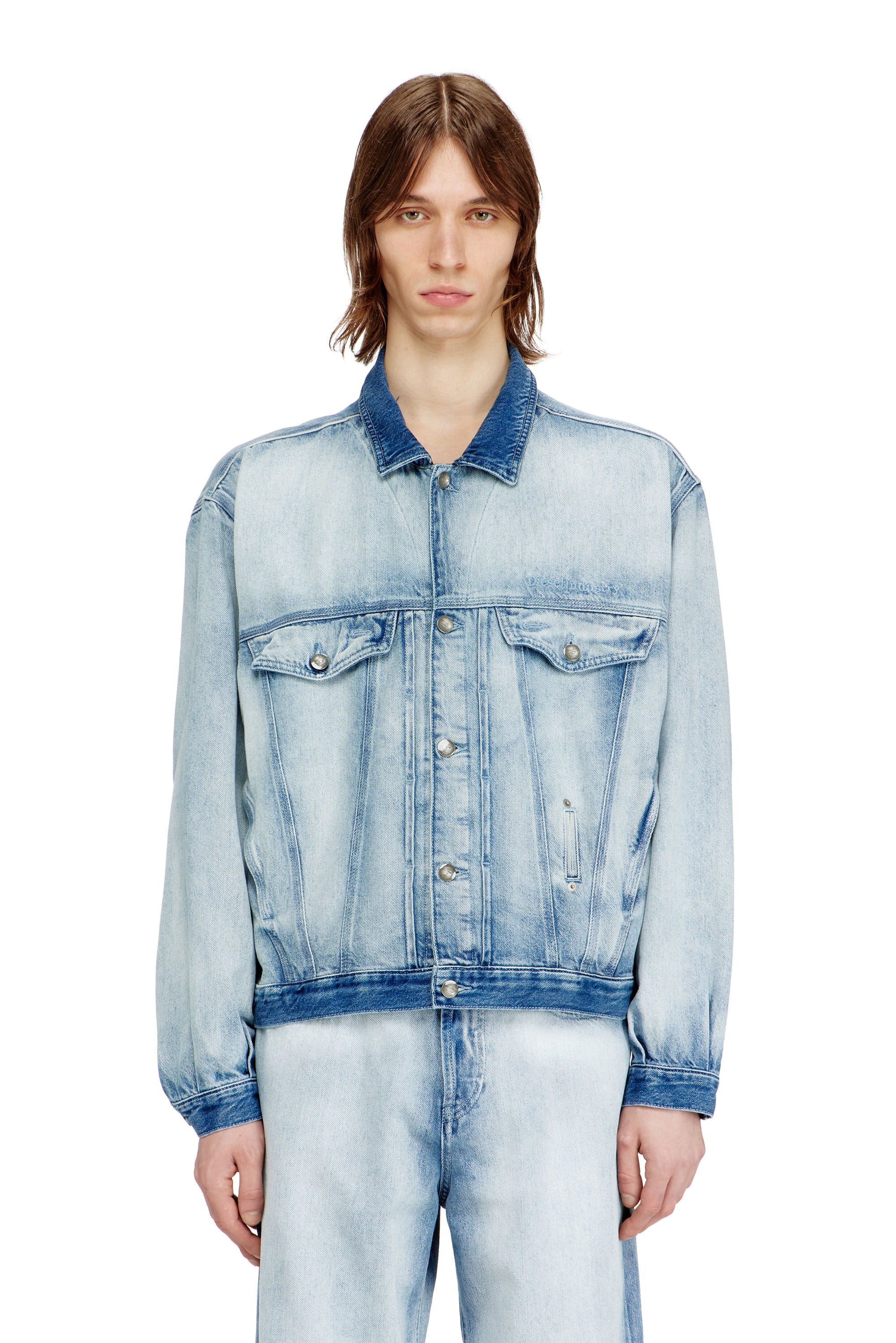 D-DENVER-FSI1 Trucker jacket in medium-light skeleton denim