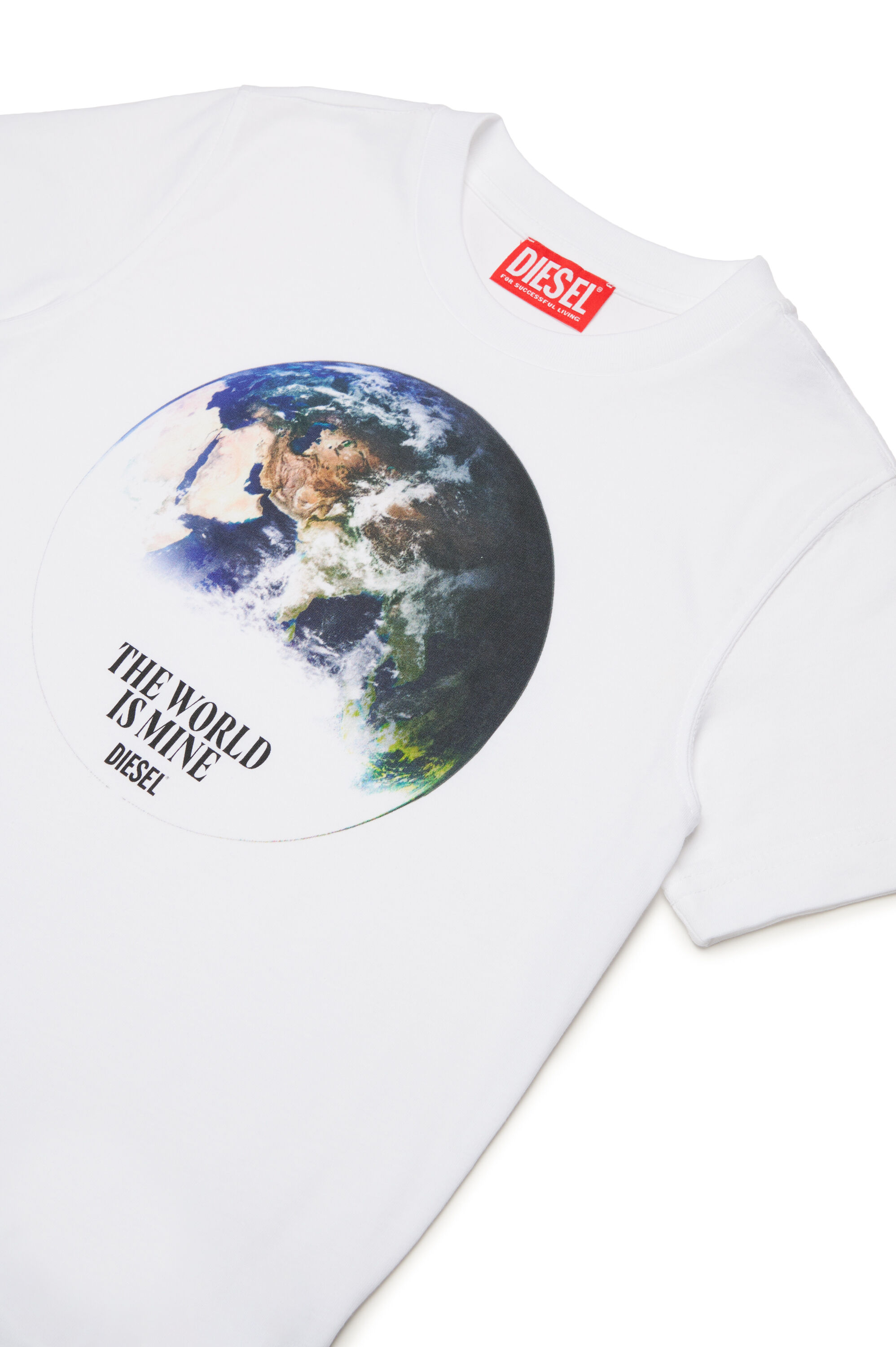 Diesel - TDIEGORL4, Male's T-shirt with globe logo in ホワイト - 3