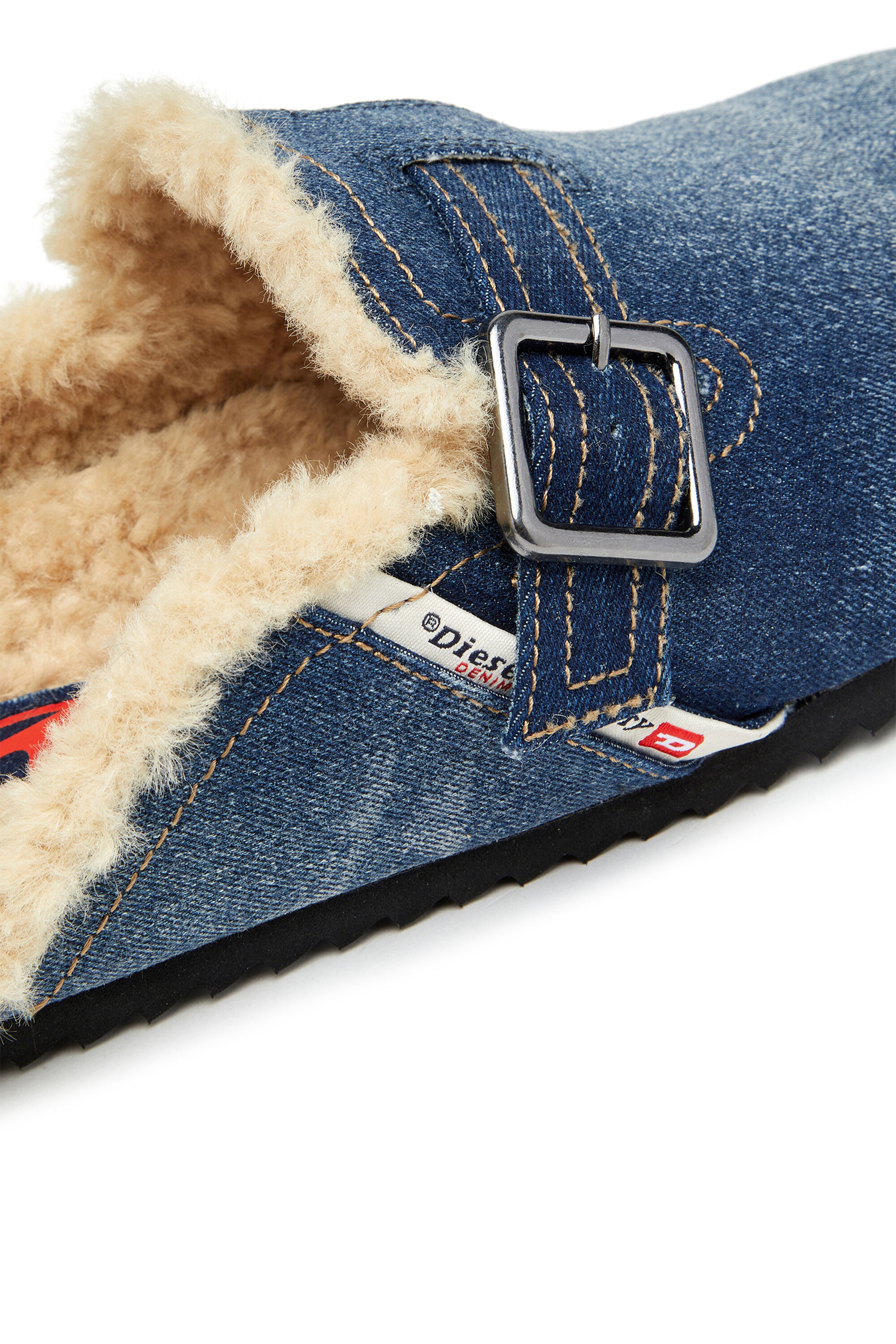 D-WOODSTOCK X D-Woodstock-Denim mules with fluffy lining
