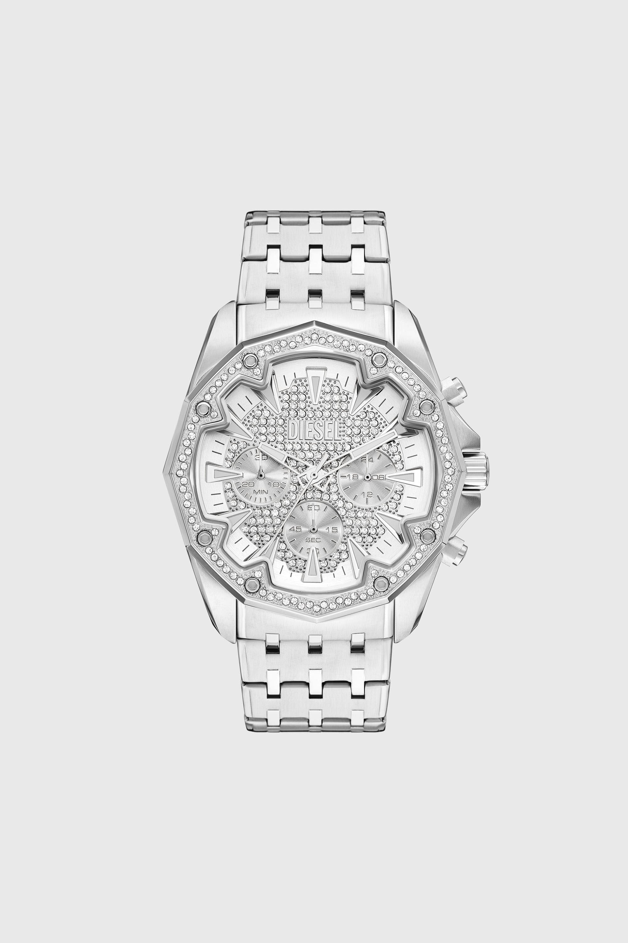 Diesel - DZ4734 WATCH, Male's Stinger pav&eacute; stainless steel watch in シルバー - 1