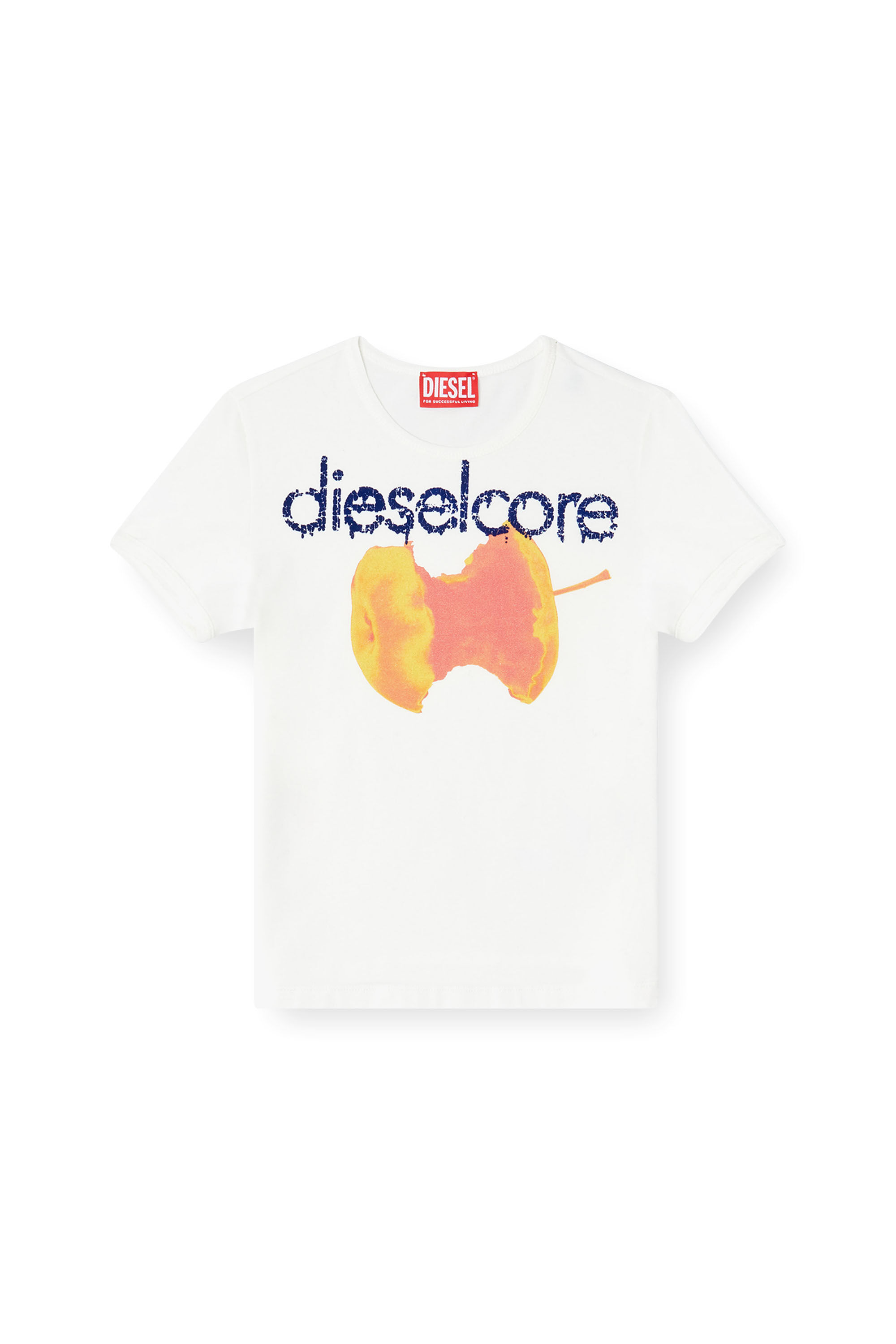 Diesel - T-UNCUTIES-SHORT-Q2, Female's T-shirt with Diesel Core logo in ホワイト - 2