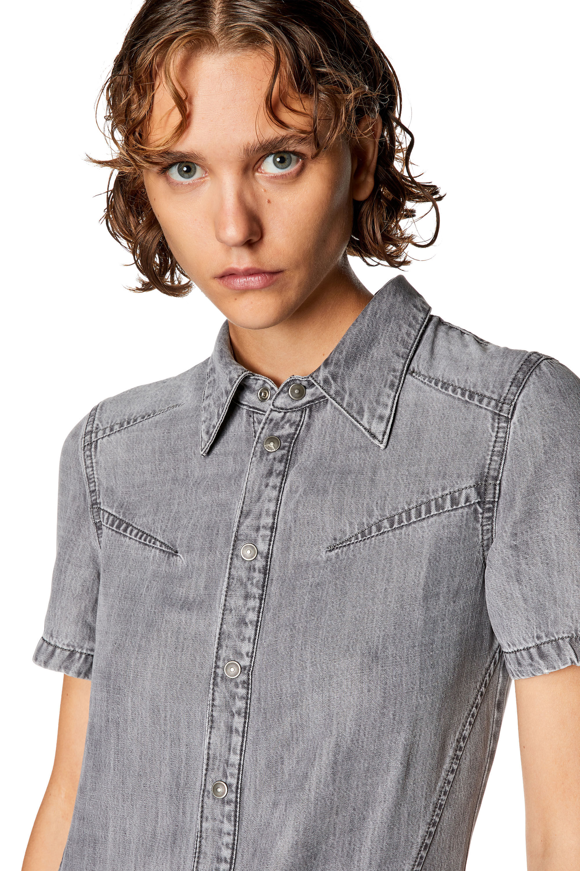 DE-SHIRTY ワンピースブラックデニムミニドレス｜グレー｜ウィメンズ