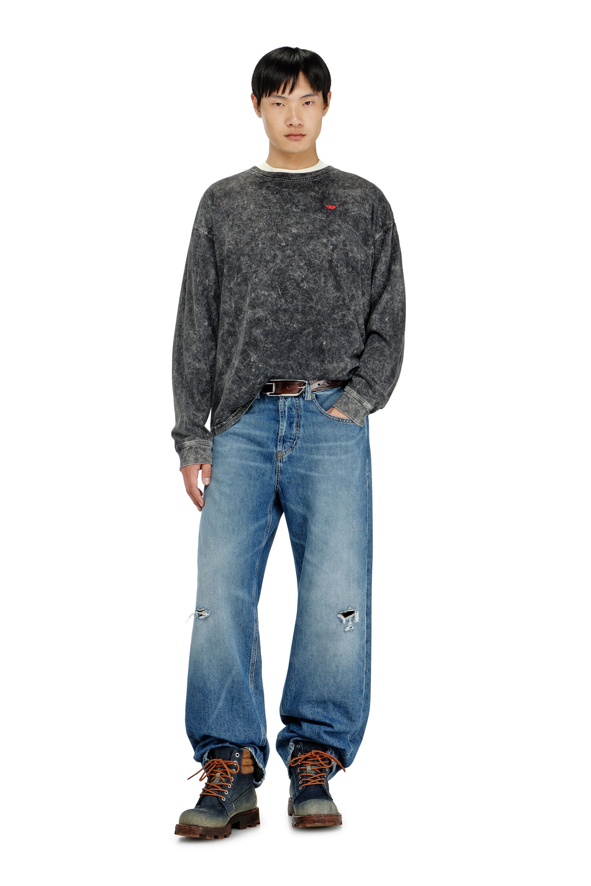 Diesel - T-BOXT-LS-AA5, Male's 長袖Tシャツ in ダークグレー - 1