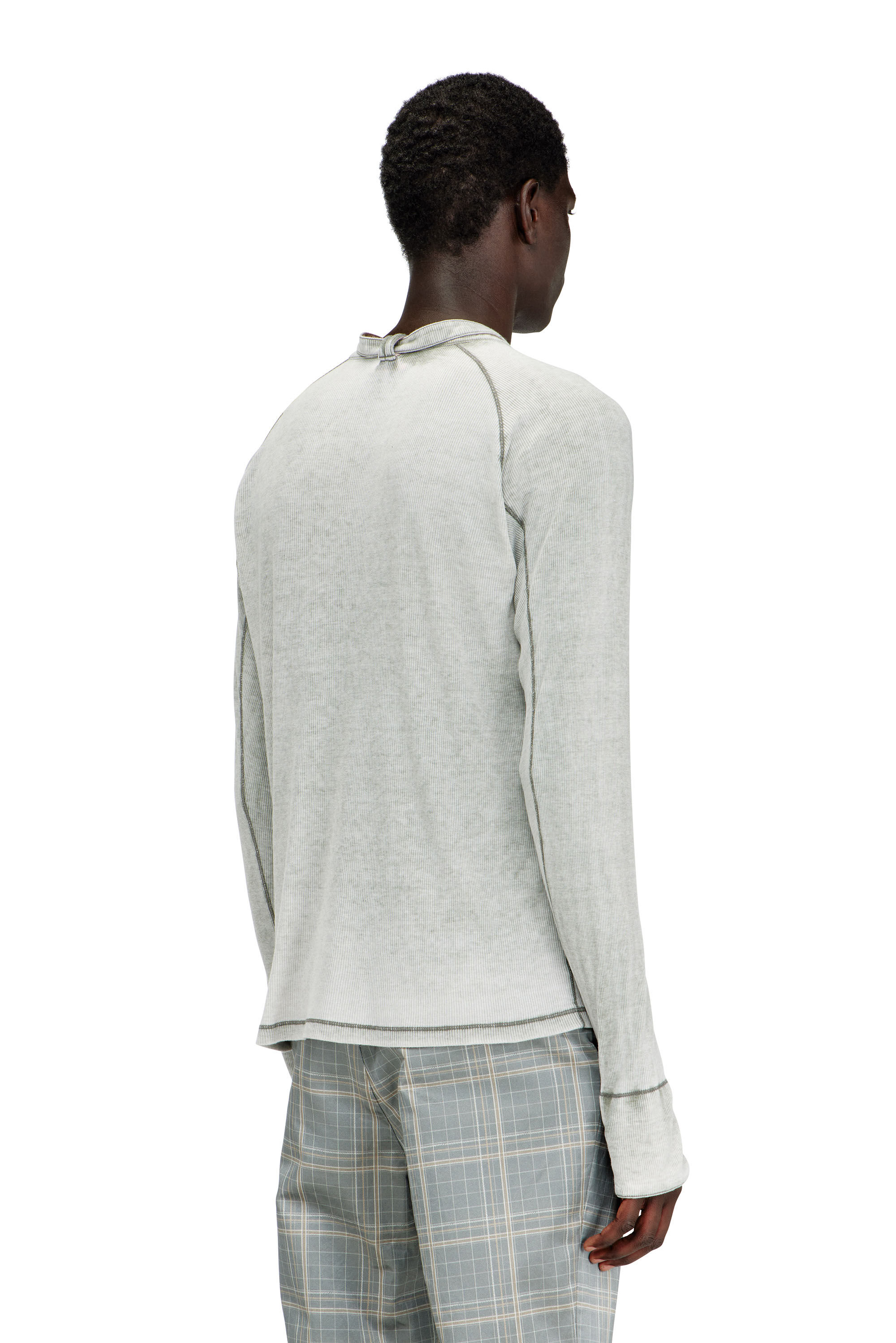 T-GOHAN Rib-jersey top with biker neck strap｜グレー｜メンズ｜DIESEL
