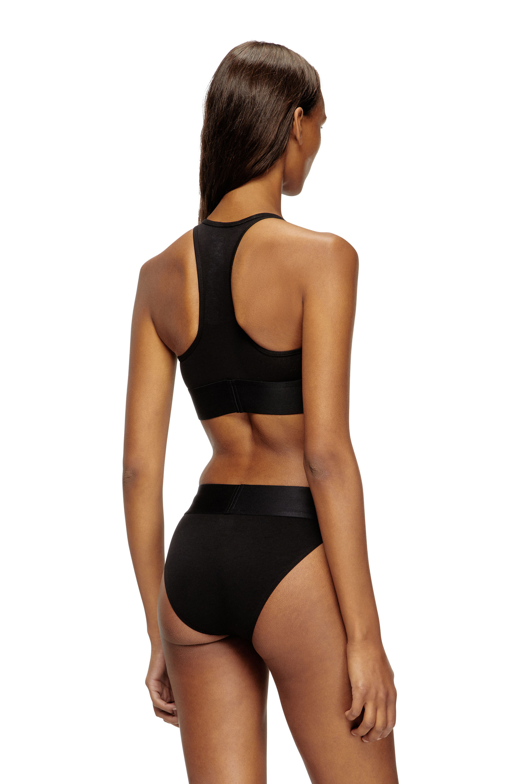 Diesel - UFSB-COTTON-RACE-BRALETTE-XL, Female's Sports bra with cut-off logo in ブラック - 4