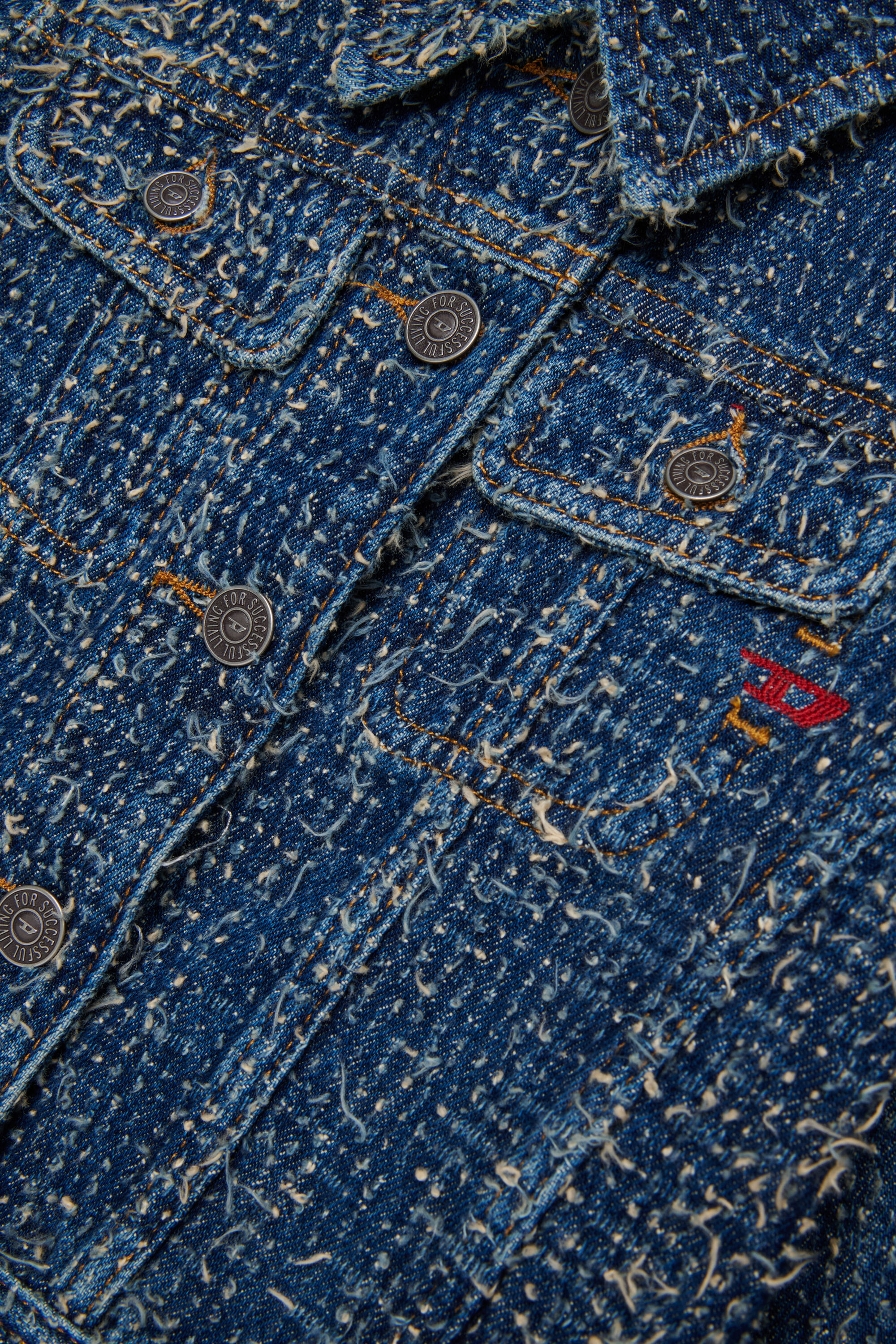 Diesel - JSLIMMY-J, Female's Denim jacket with boucle effect in ダークブルー - 4