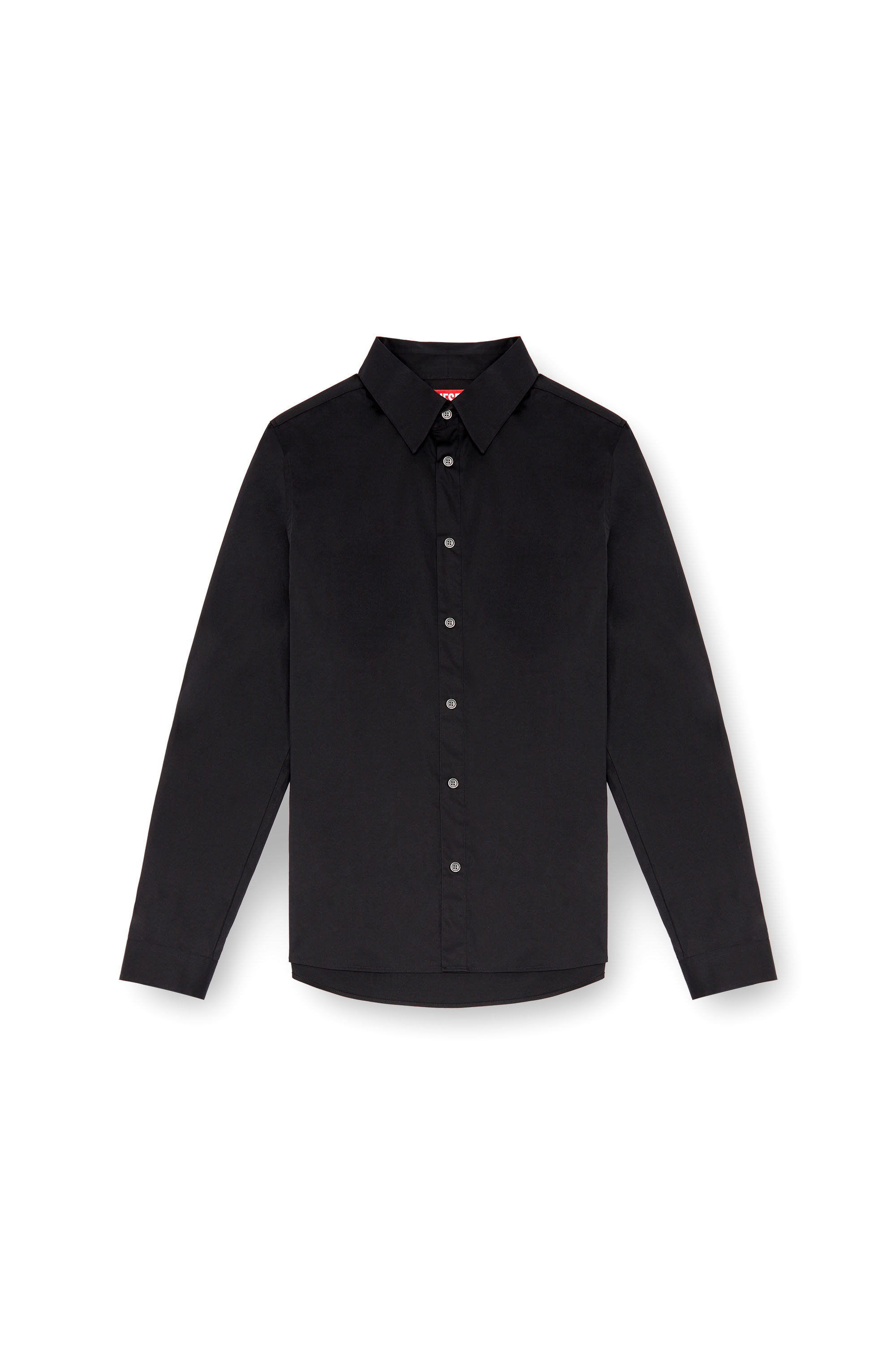 Diesel - S-FITTY-A, Male's Formal shirt with logo-embroidered collar in ブラック - 2