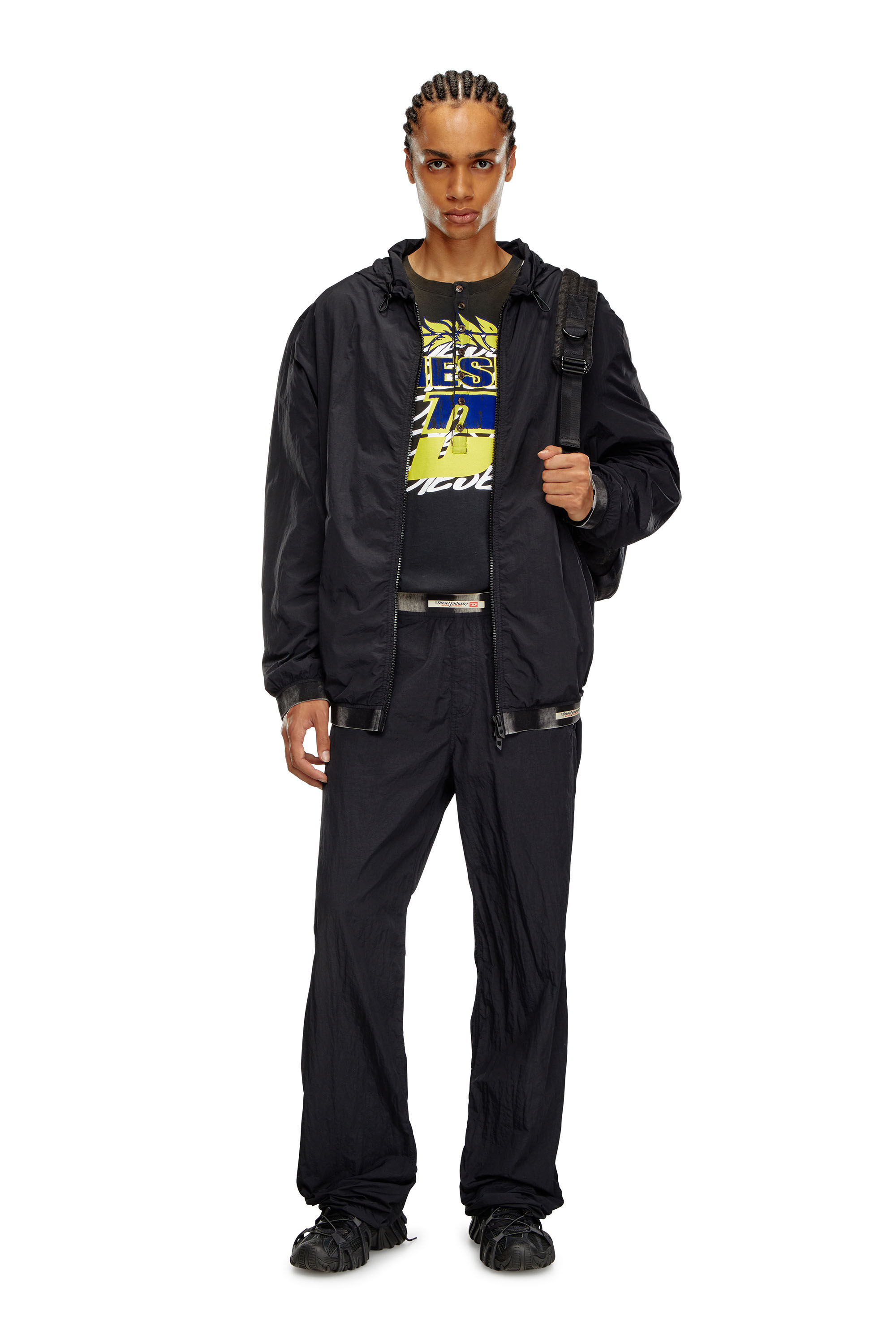 J-POST Windbreaker in recycled shell｜ブラック｜メンズ｜DIESEL