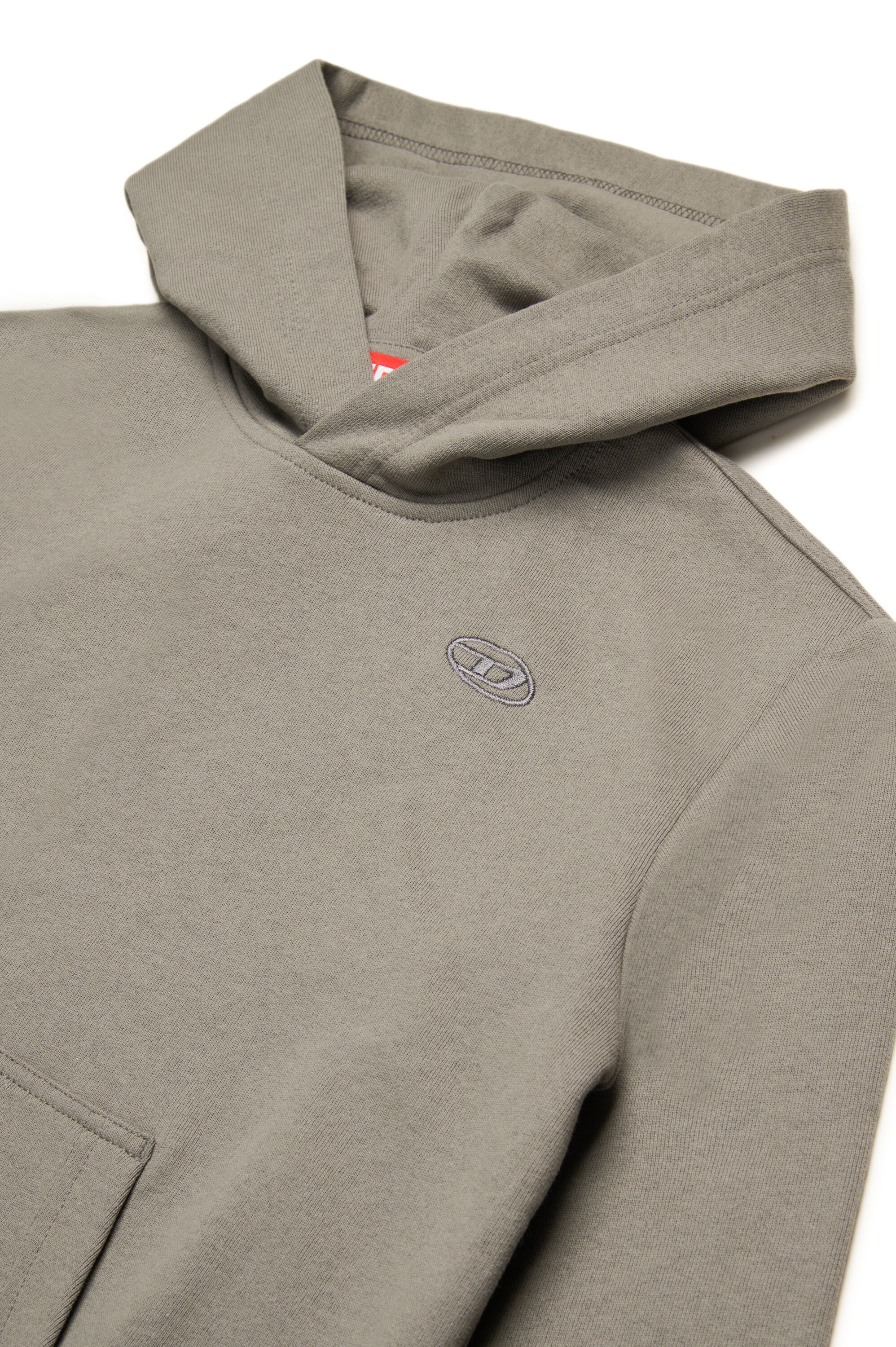 Diesel - SMACSHOODMEGOVALD OVER, Male's Hoodie with mega Oval D embroidery in グレー - 3