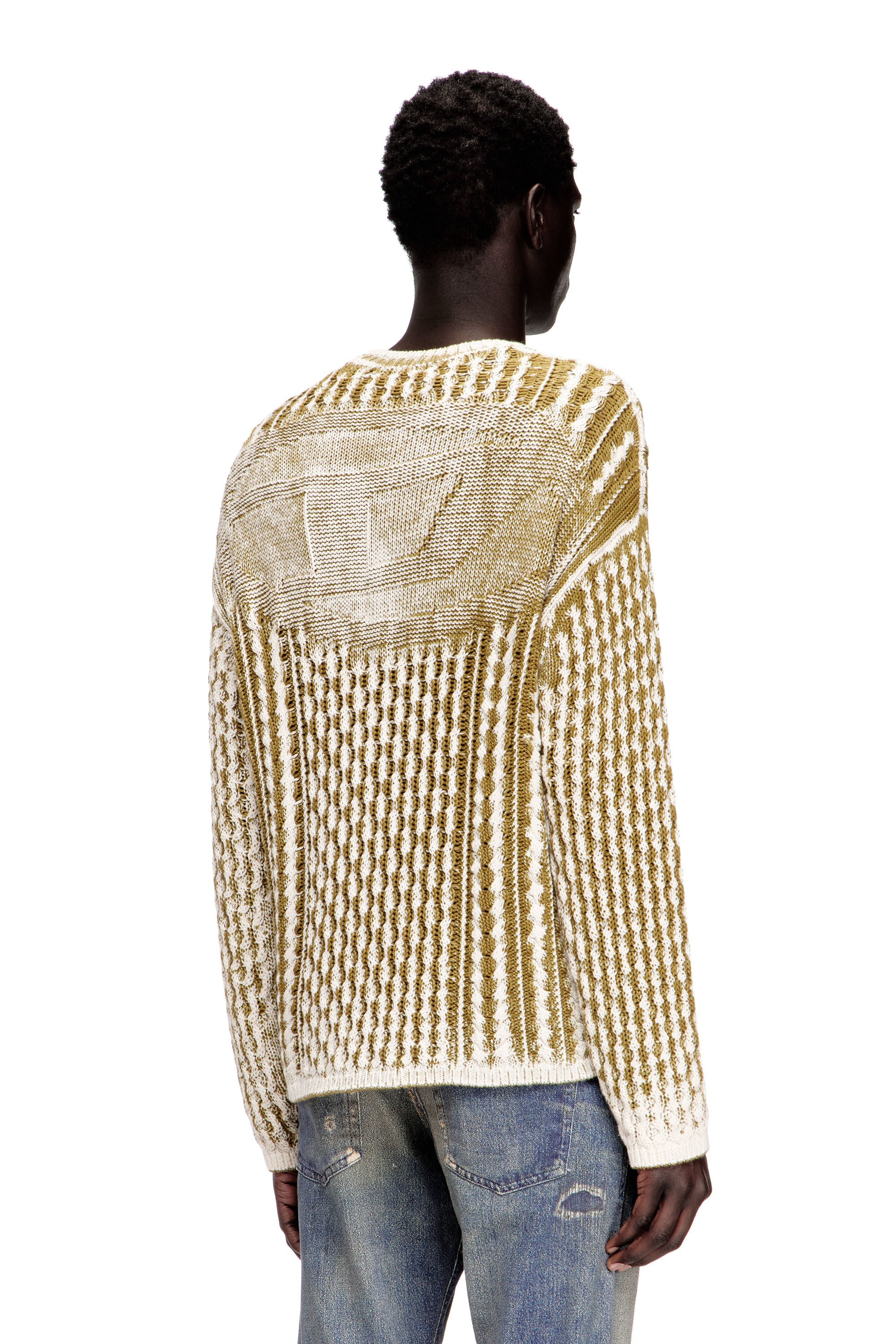 Diesel - K-MOISE, Male's プルオーバーニット in ブラウン/ホワイト - 5