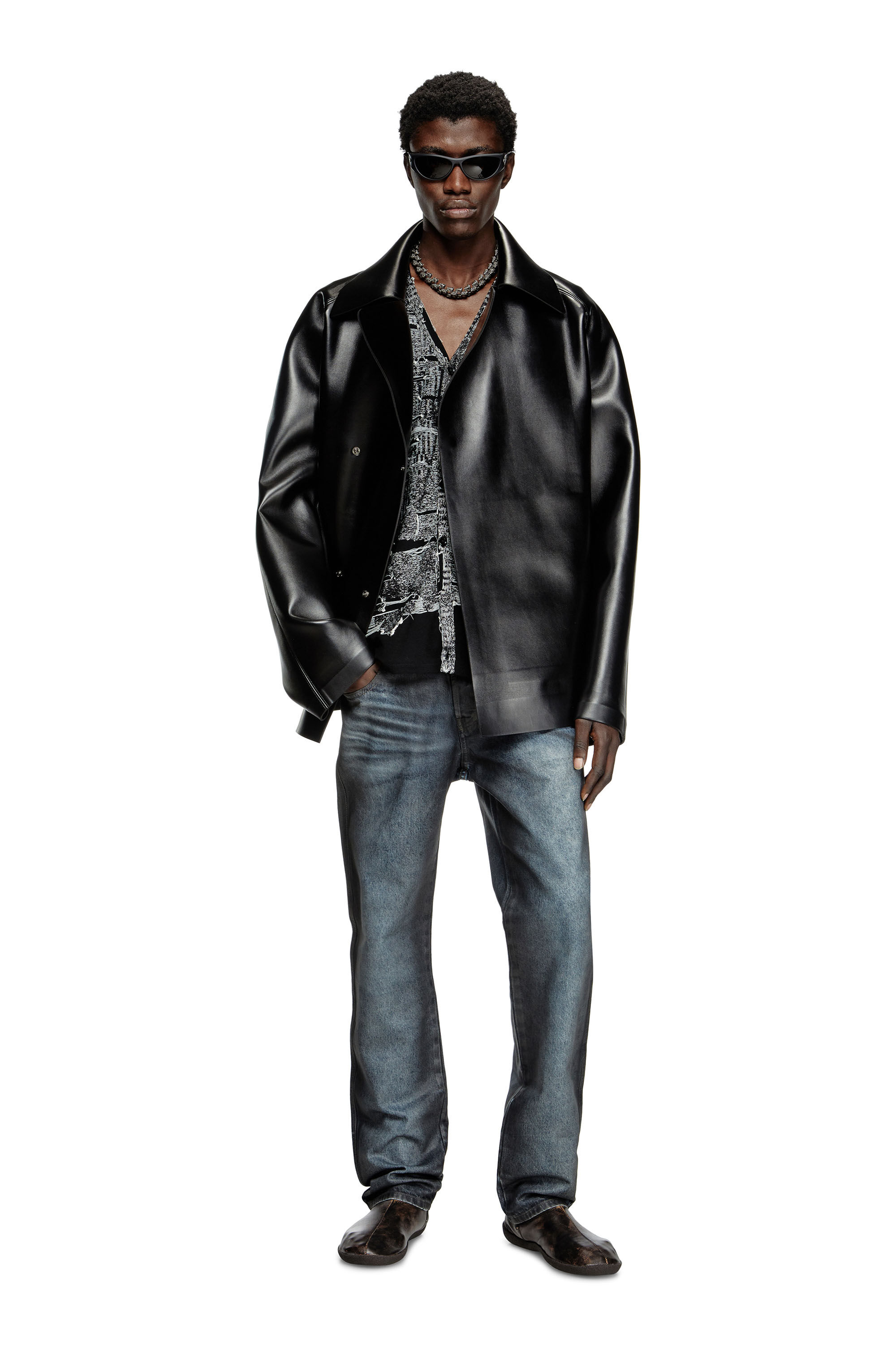 J-MARKUS Oversized neoprene-bonded tailored jacket｜ブラック