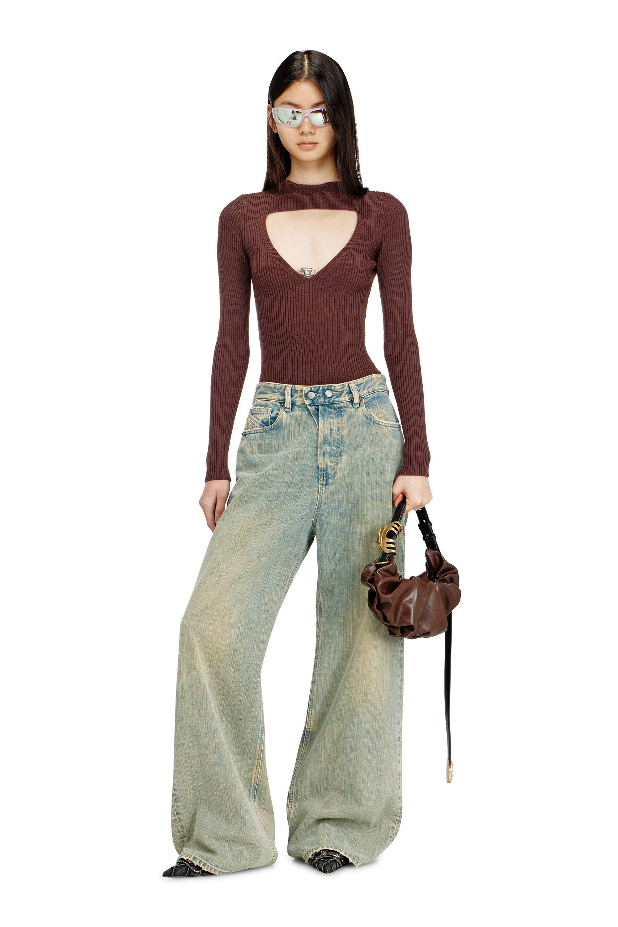 Diesel - GRAB-D HOBO S, Female's ホーボーバッグ S in ダークブラウン - 1