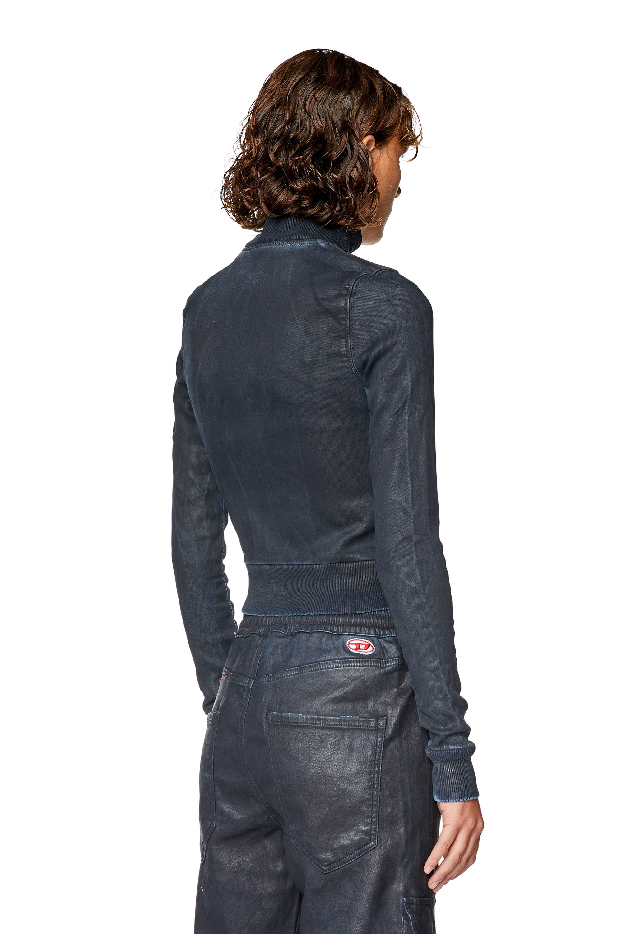 Diesel - D-EMY-NE, Female's スウェットデニムブルゾンジャケット in ダークブルー - 4