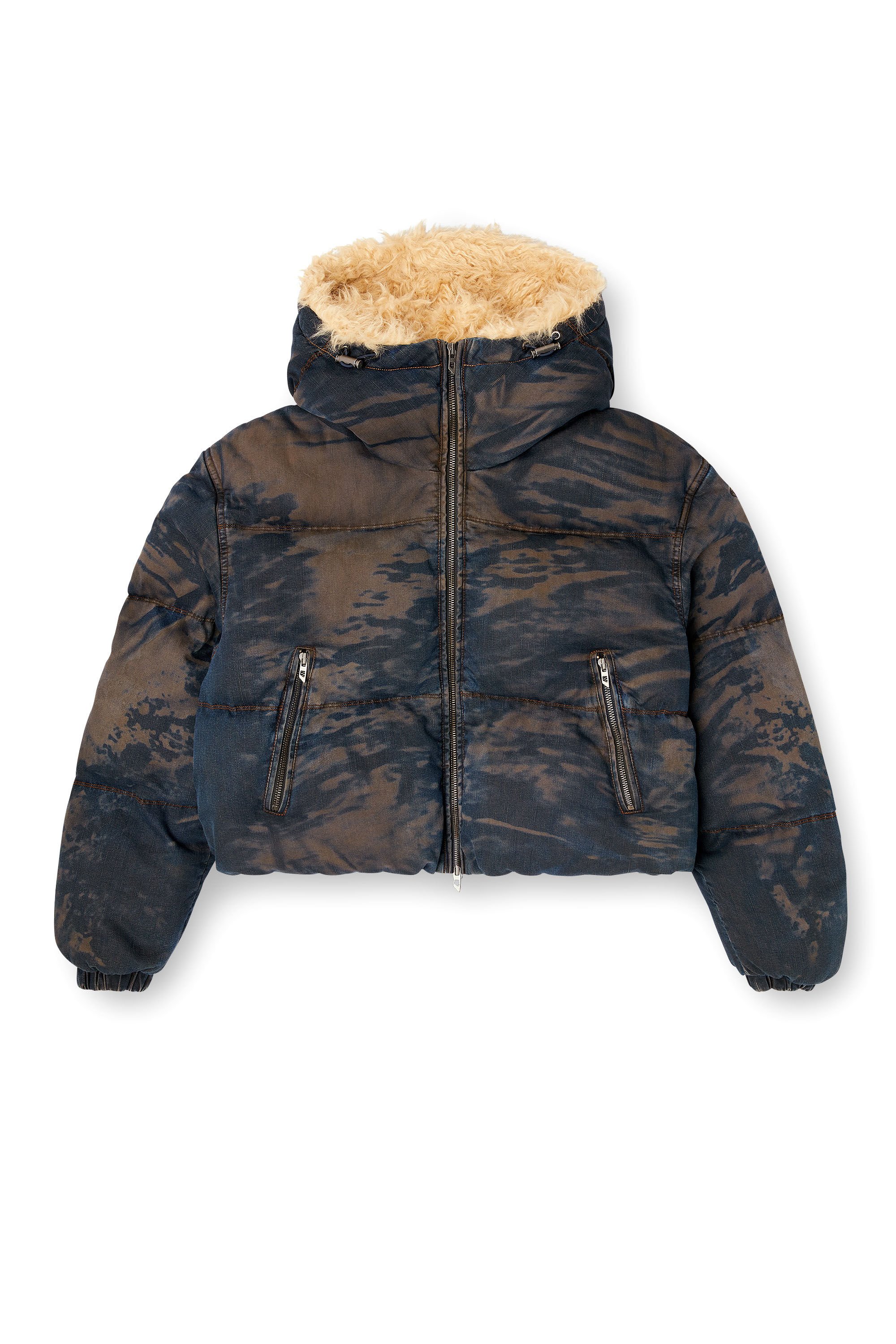 Diesel - W-AVES-FUR, Female's パファージャケット in ブラック/ブラウン - 2