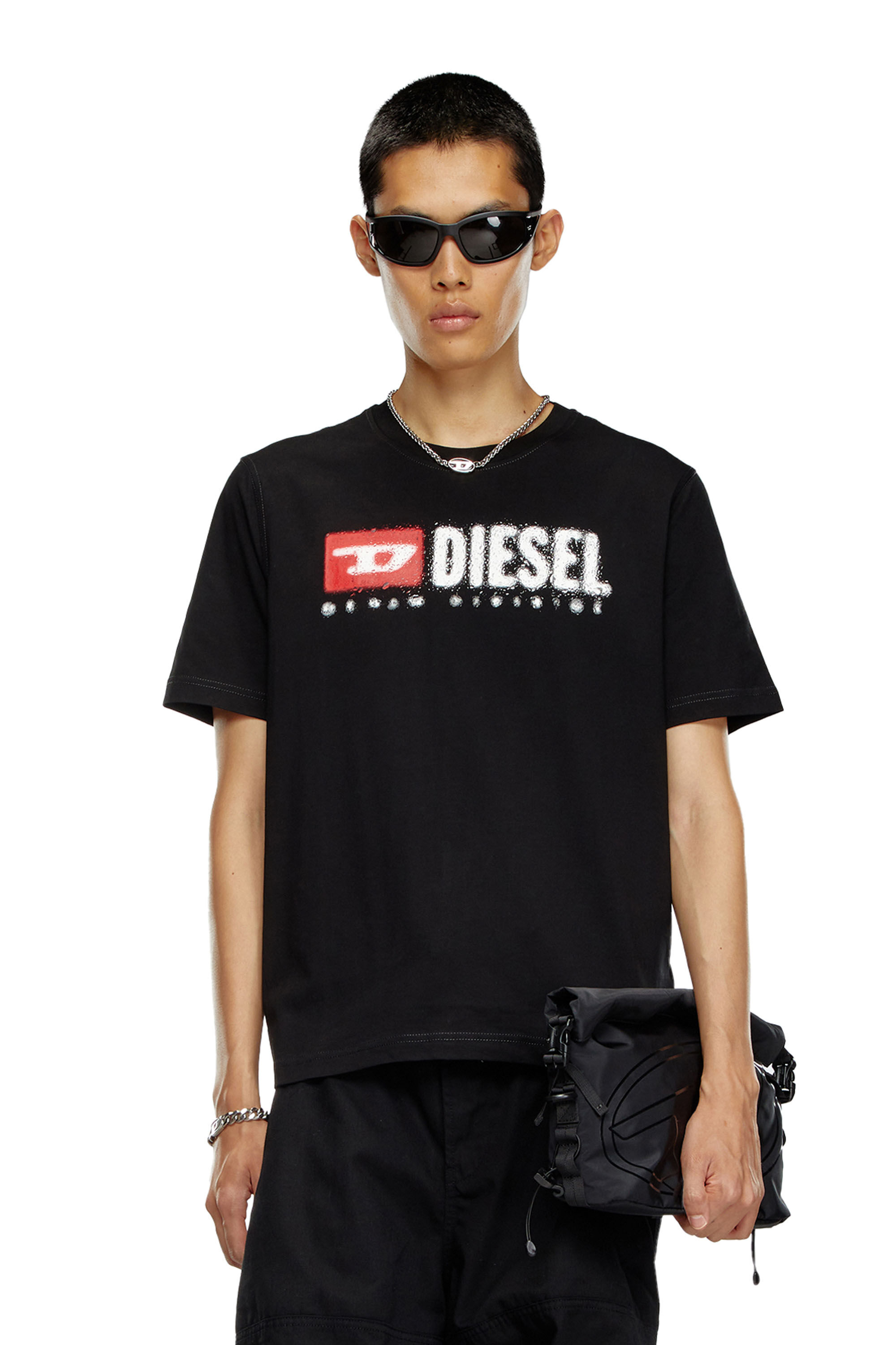 T-ADJUST-K14 T-shirt with splashed-effect logo｜ブラック｜メンズ｜DIESEL