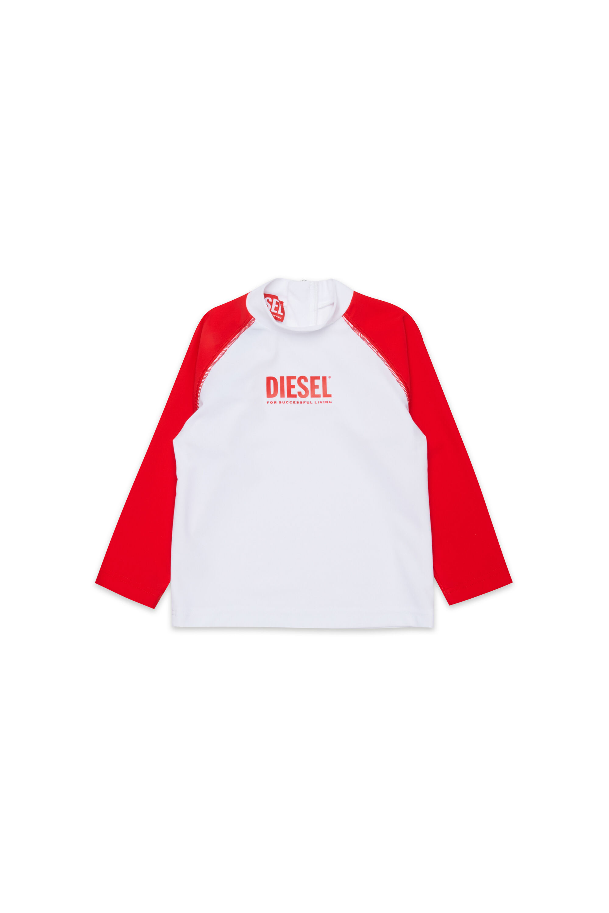 Diesel - MTRIB, Male's Rash guard with high neck in ホワイト/レッド/ブルー - 1