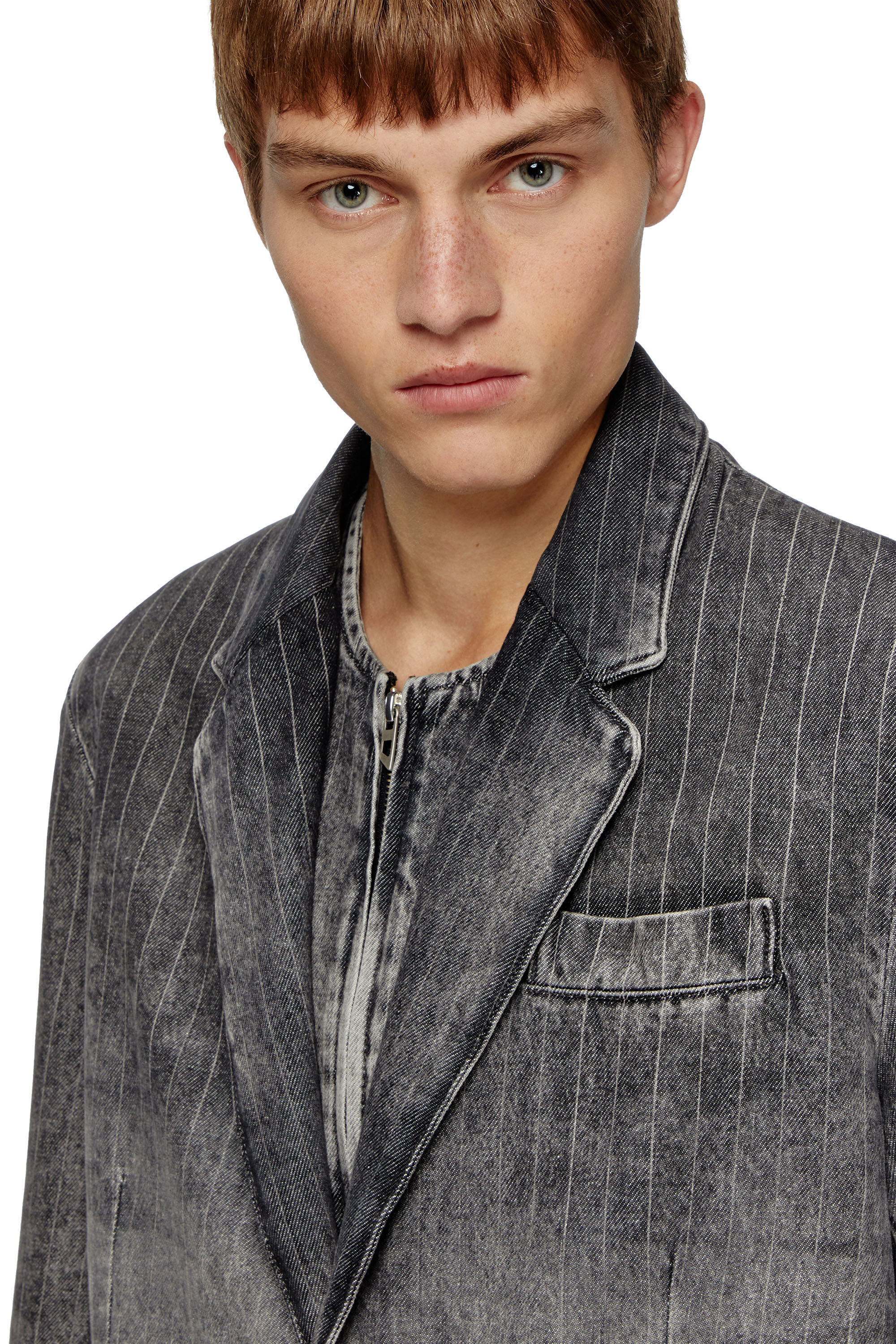 Diesel - D-REGER-S, Unisex's Blazer in tailoring pinstripe denim in ブラック - 4