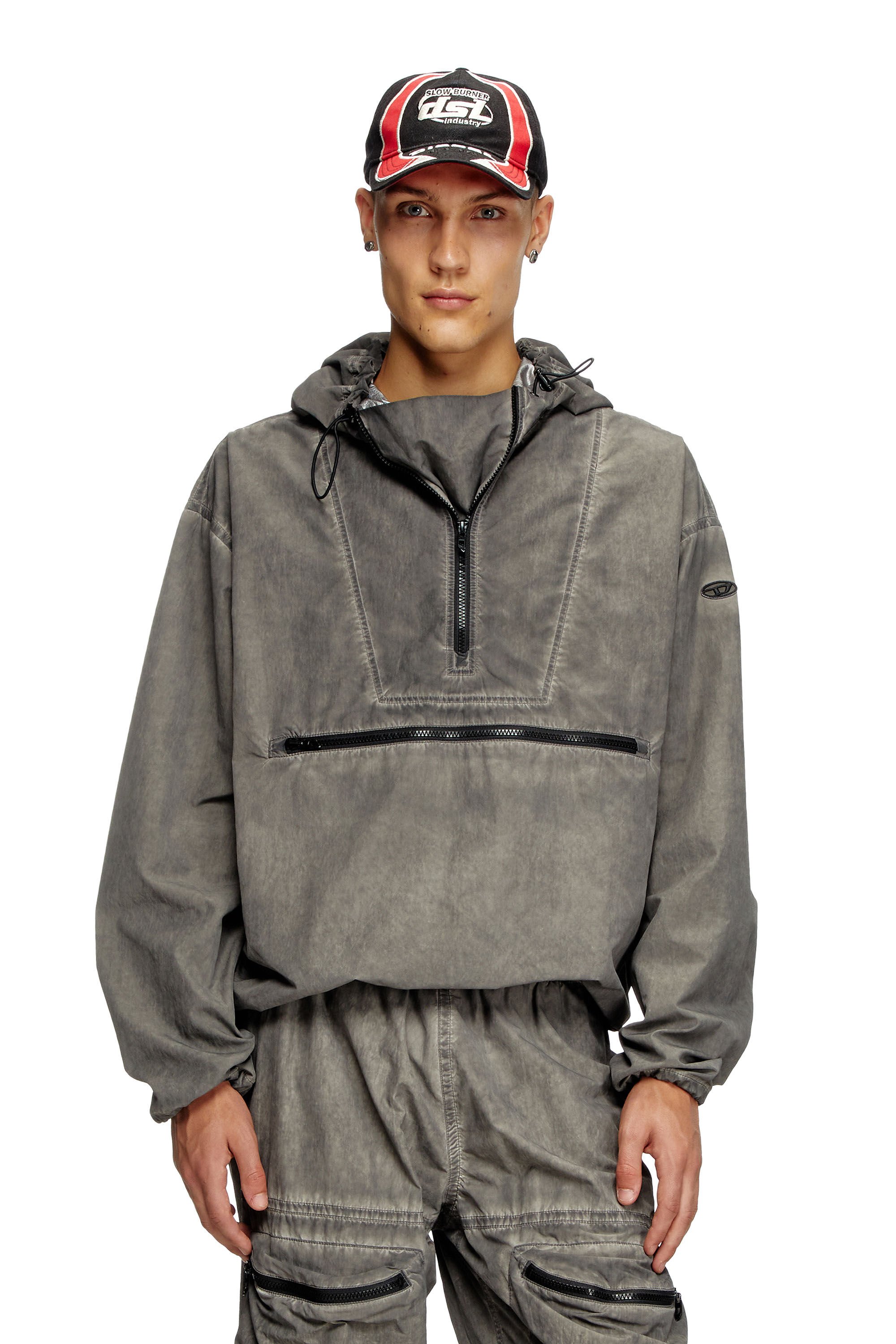 Diesel - J-NOODE-A, Male's Packable hooded anorak jacket in グレー - 3