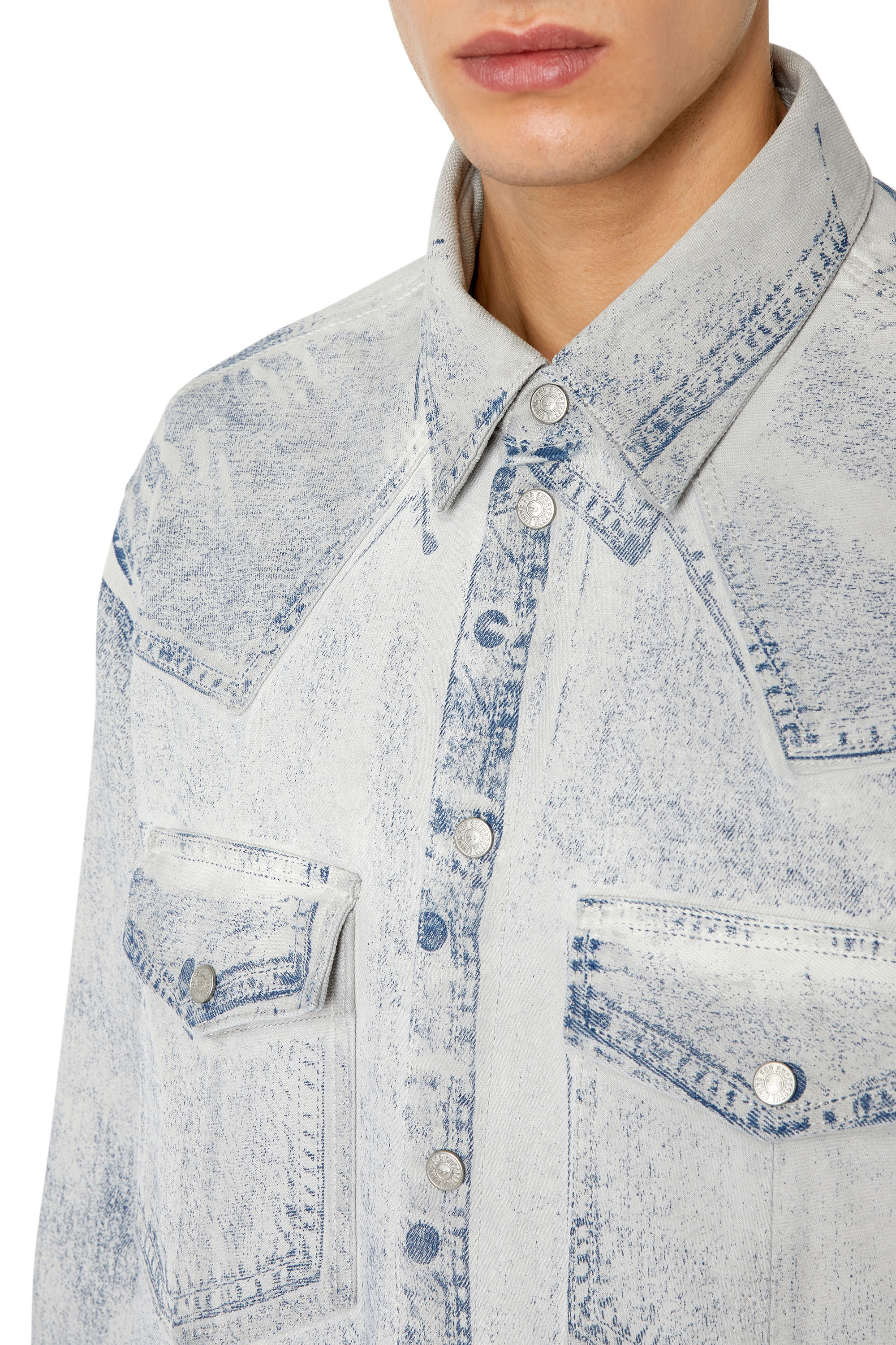 Diesel - D-OCEAN-OVER-SC, Male's デニムシャツ ジャケット in ライトグレー - 4