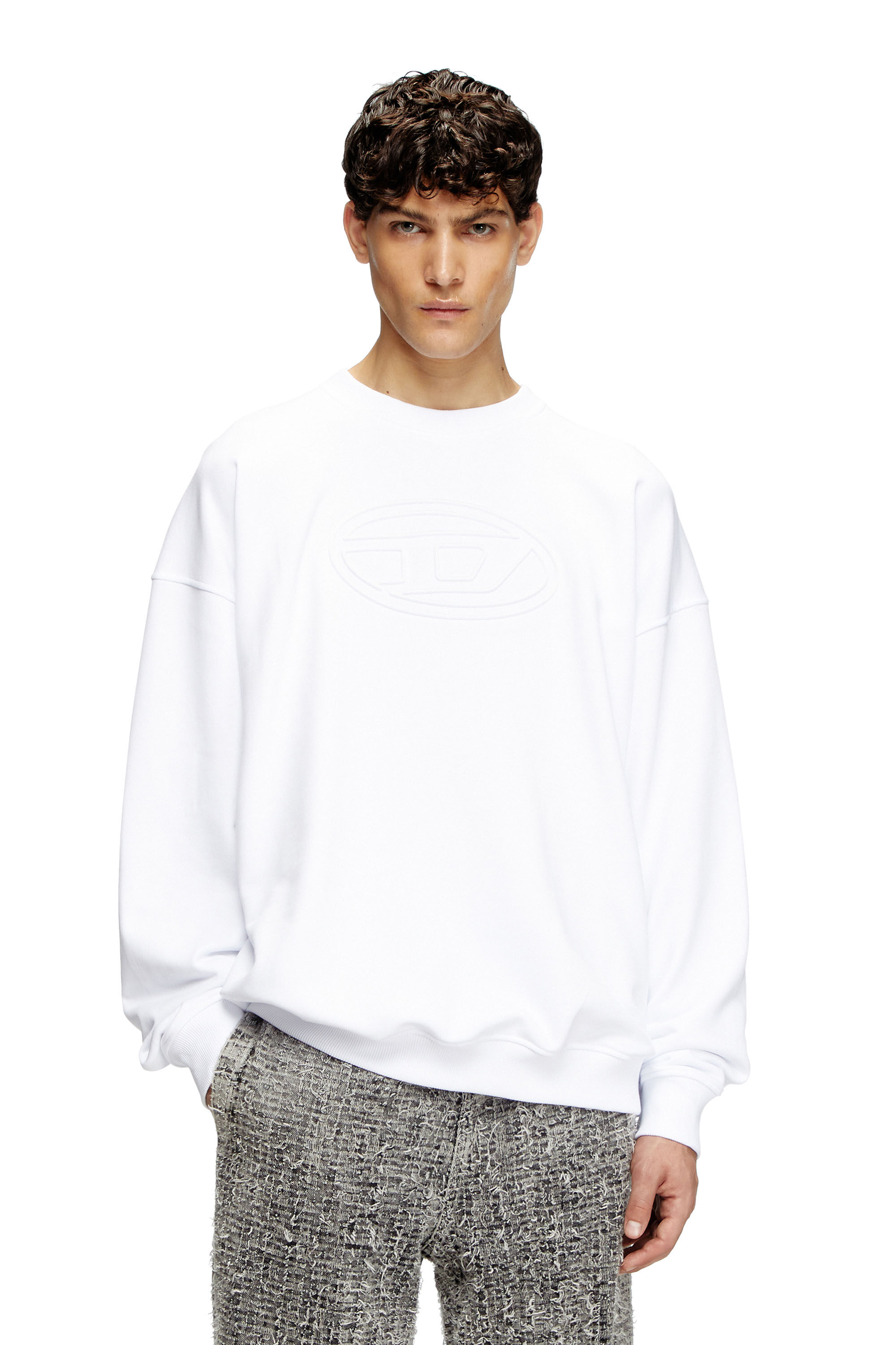 Diesel - S-MART-BIGOVAL, Male's Sweatshirt with embossed Oval D in ホワイト - 3