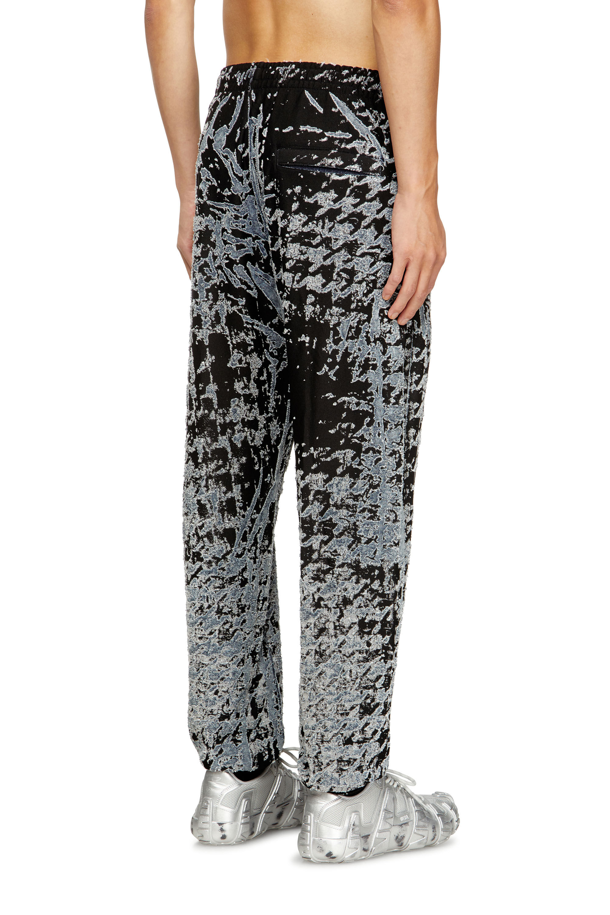 Diesel - P-LABIS, Male's Elasticated pants in devoré houndstooth in ブラック/ホワイト - 2