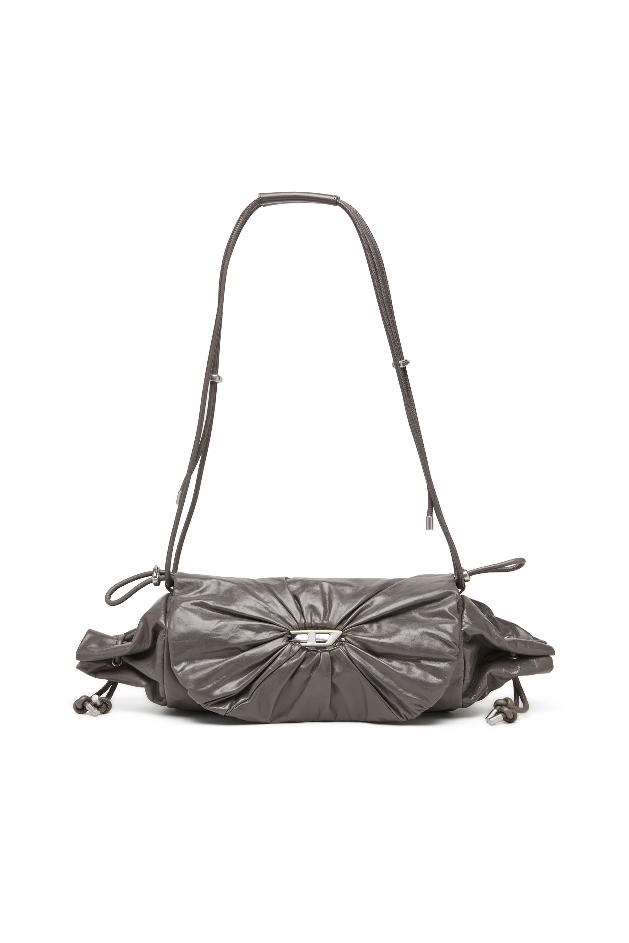 Diesel - SCRUNCH-D SHOULDER M, Female's Scrunch-D M-Shoulder bag in shiny leather in グレー - 2