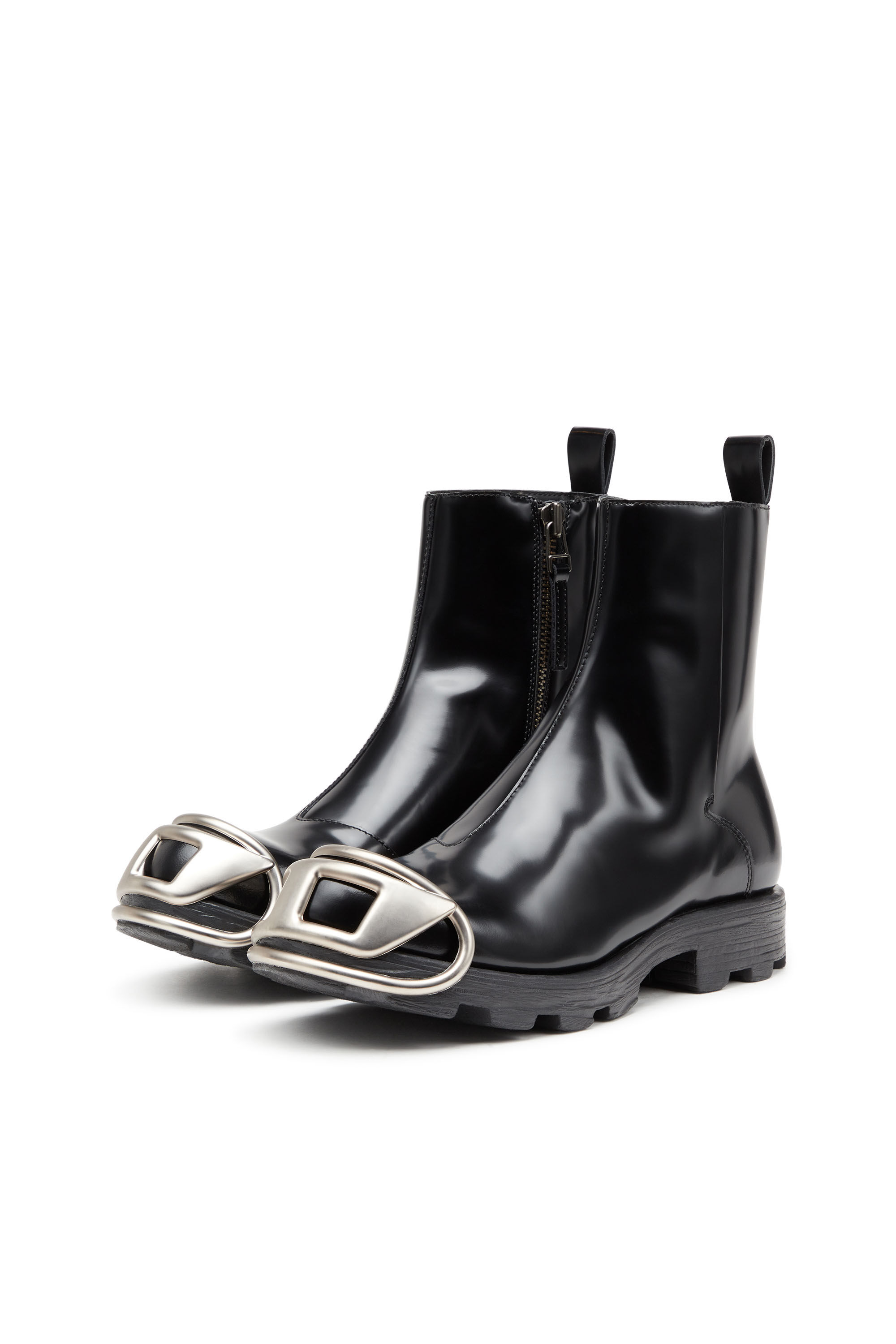 Diesel - D-HAMMER BT ZIP D, Male's D-Hammer-Leather Chelsea boots with Oval D toe caps in ブラック - 8