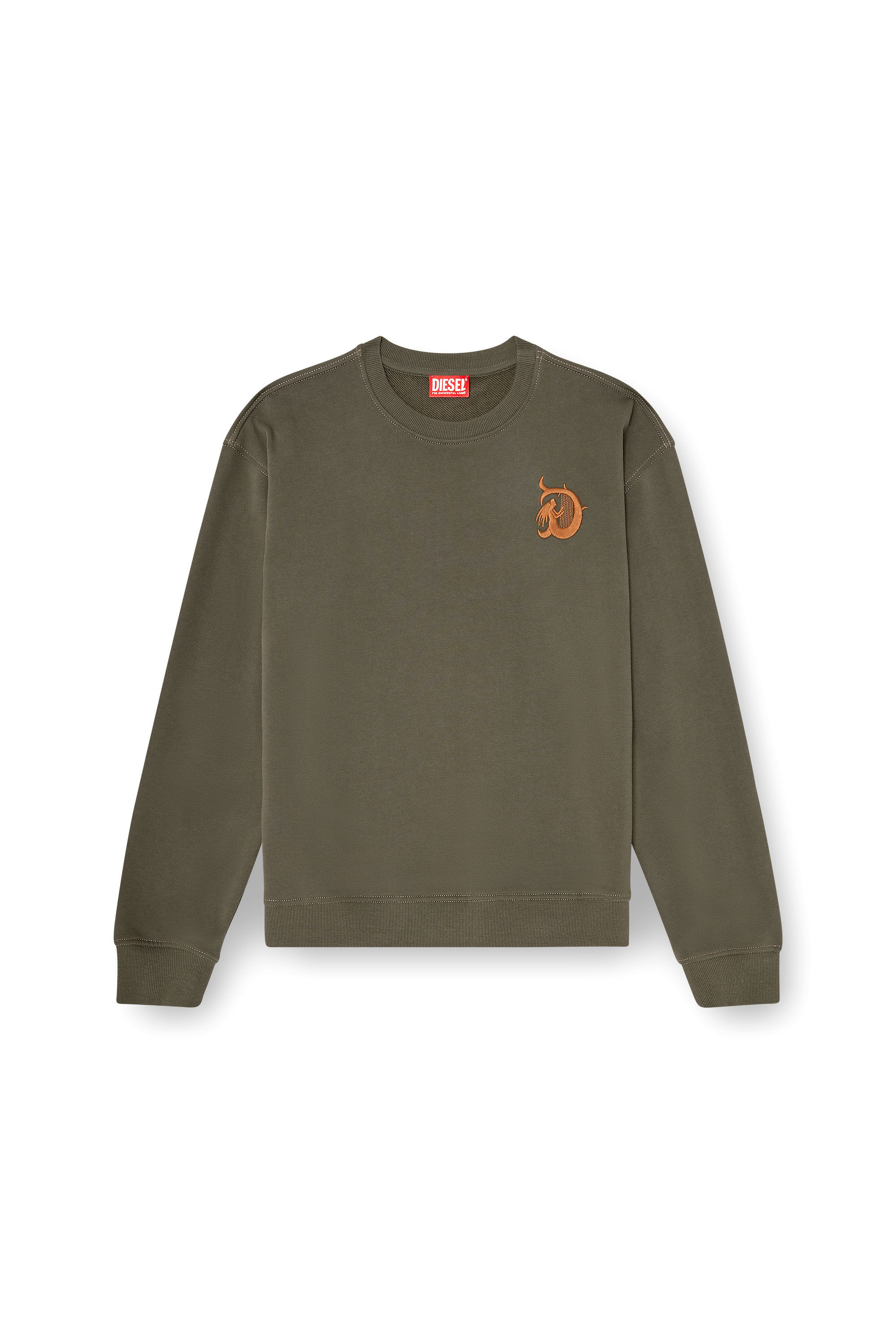 Diesel - S-NORM-AA4, Male's プルオーバースウェット in ミリタリーグリーン - 2