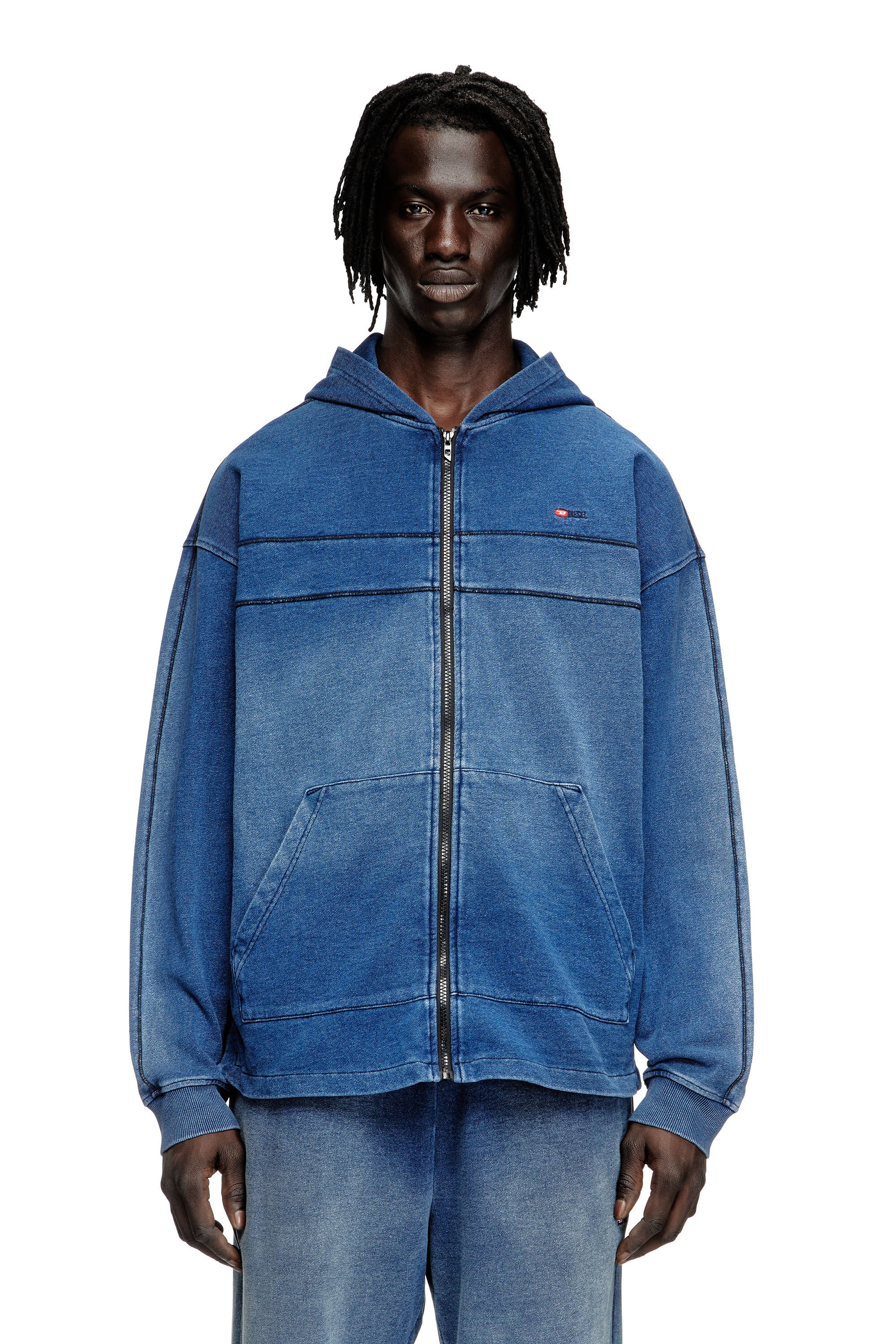 Diesel - S-BLAXT-HOOD-ZIP-NEW, Male's ジップアップパーカー in ブルー - 3