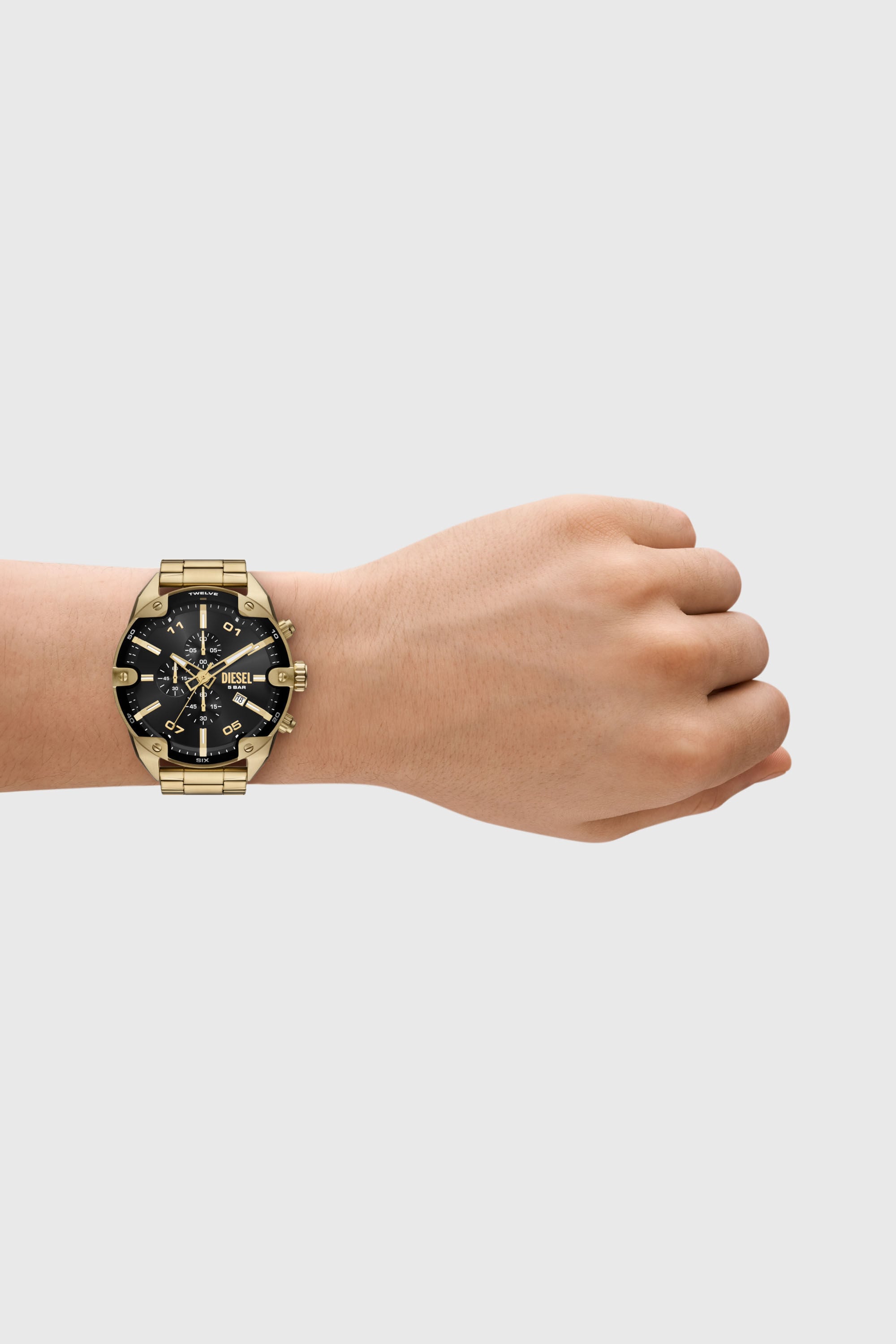 DIESEL時計 DZ4678 Spiked stainless steel watch｜ゴールド｜メンズ｜DIESEL