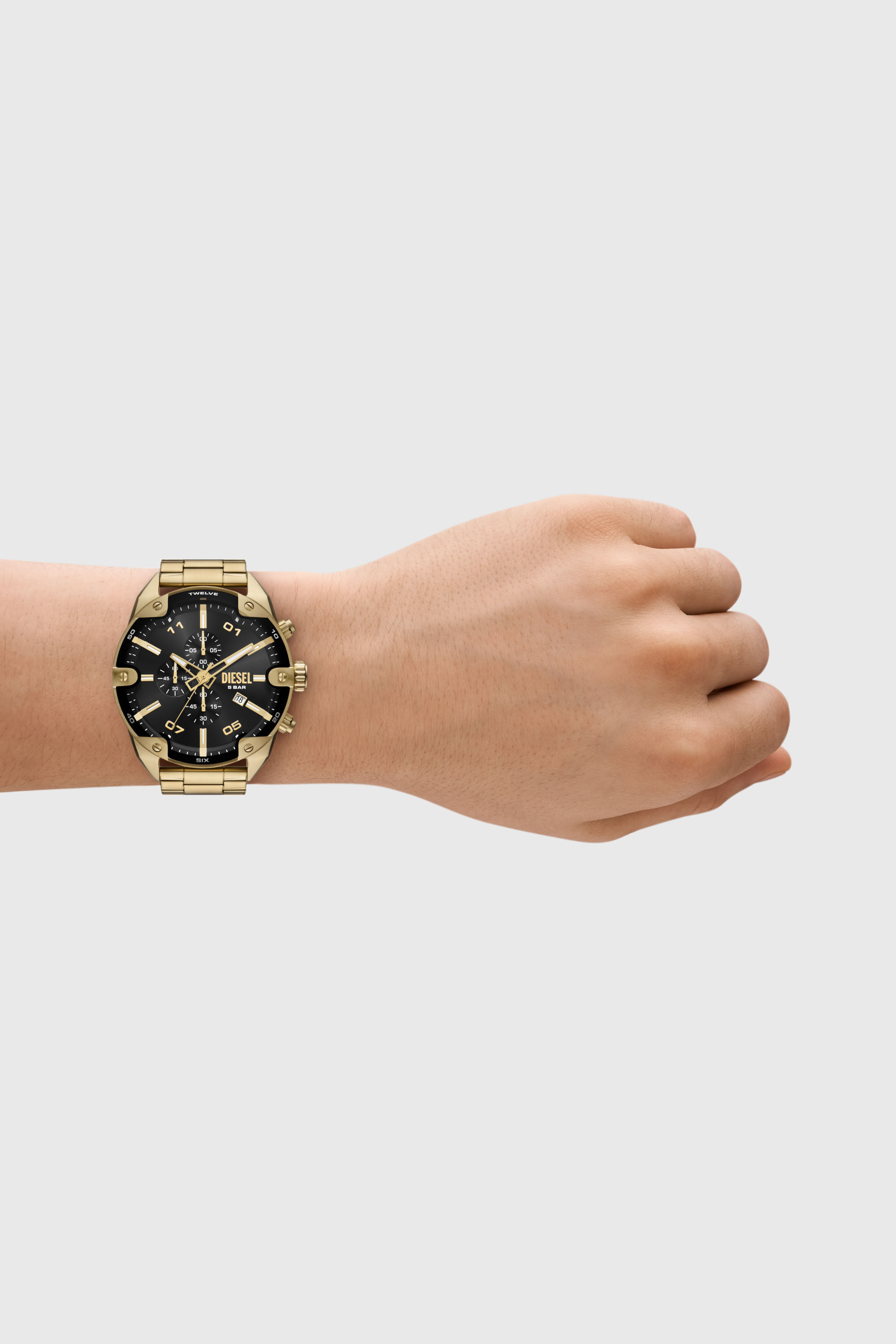 Diesel - DZ4678, Male's Spiked stainless steel watch in ゴールド - 4