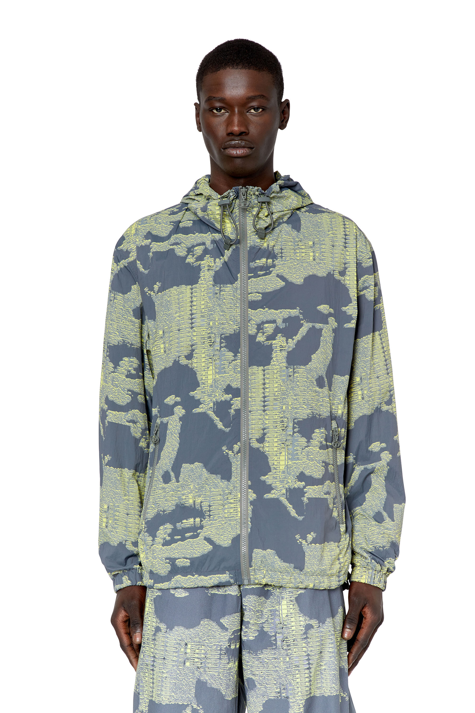 Diesel - J-WARRETT-CMF-A, Male's ジャケット マウンテンパーカー カモフラ in グレー/グリーン - 3