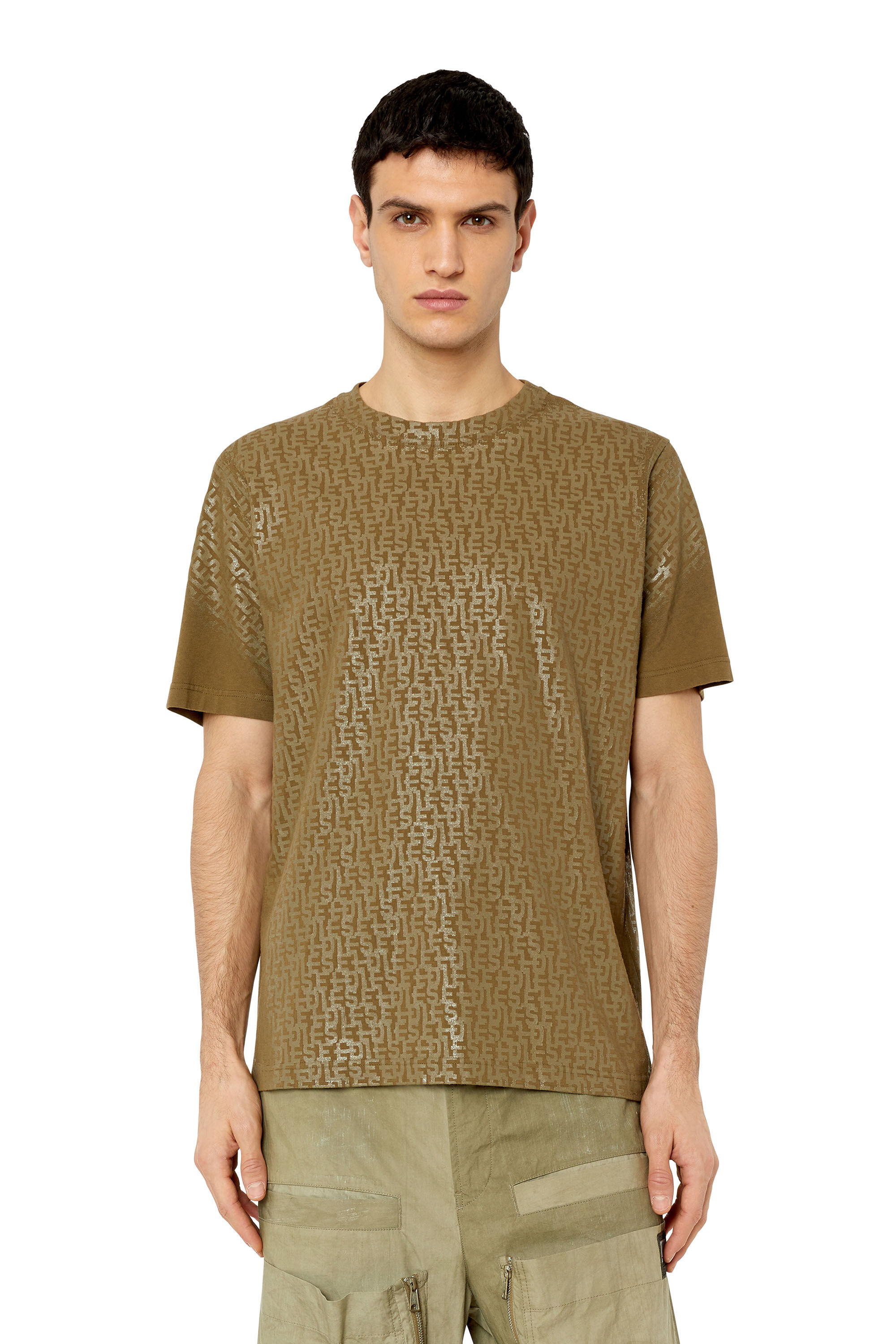 Diesel - T-JUST-MONO, Male's Ｔシャツ モノグラム ラバープリント in Brown - 3