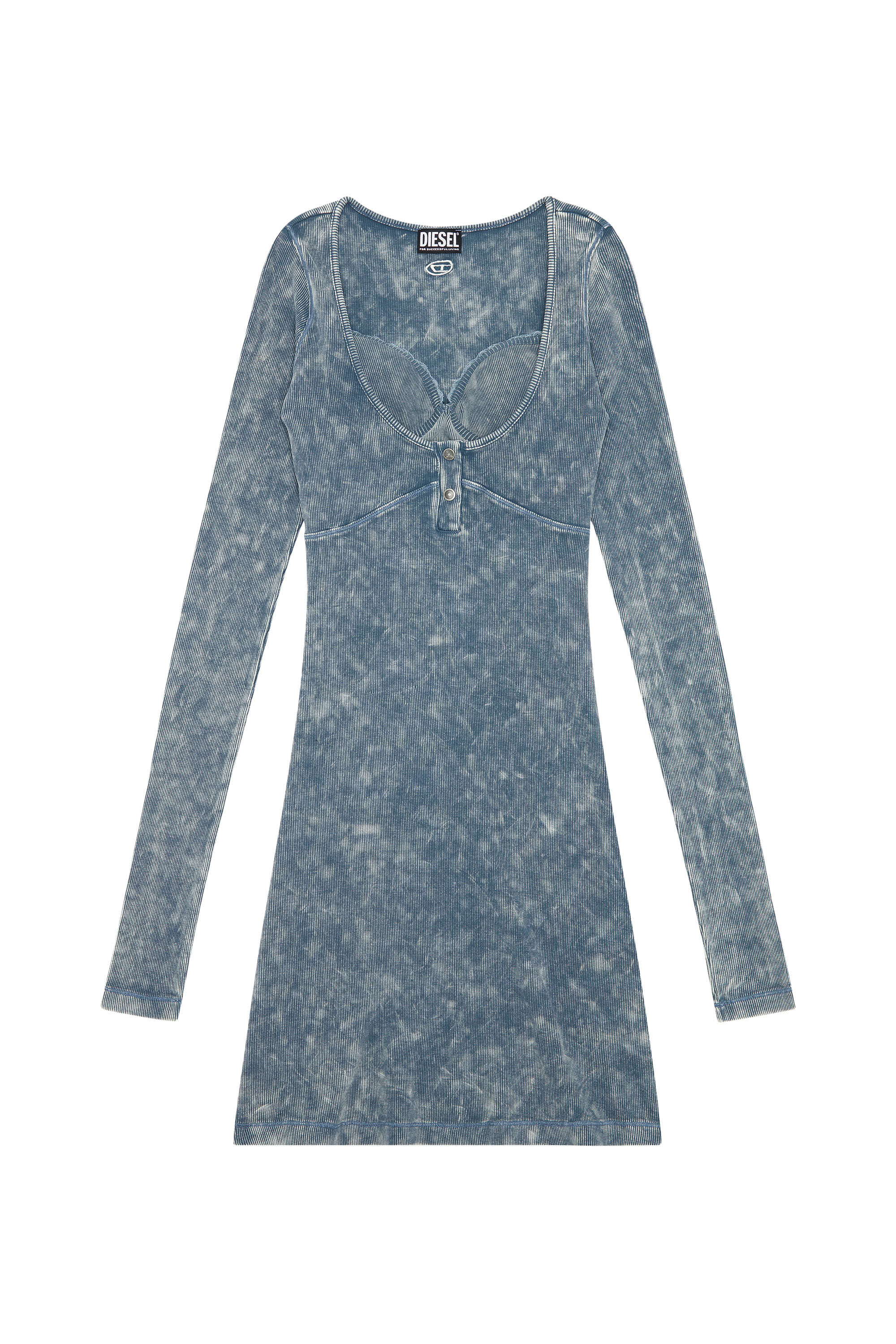 Diesel - D-BRANETTE, Female's 長袖 ミニドレス ブラトップ in ブルー - 2