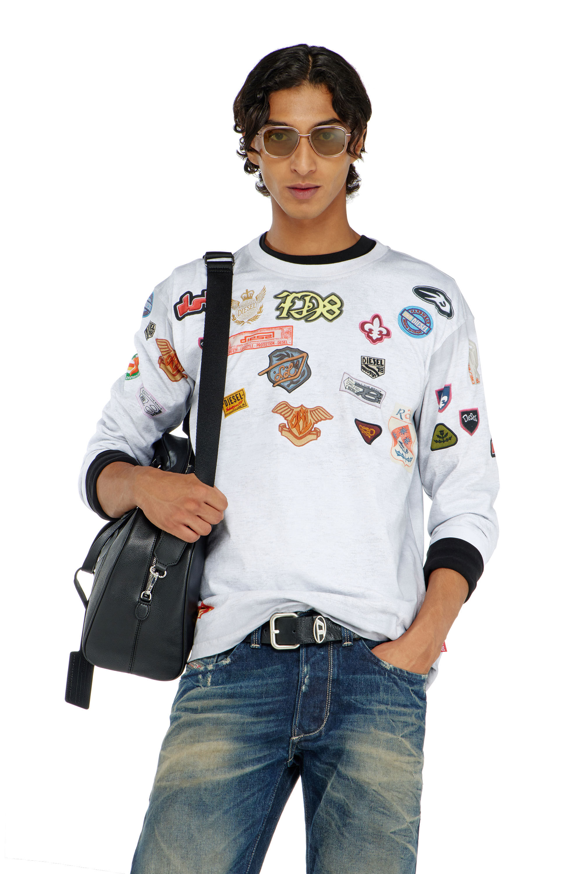 Diesel - T-NORME-LS-PATCHES, Male's 長袖Tシャツ in ホワイト - 3
