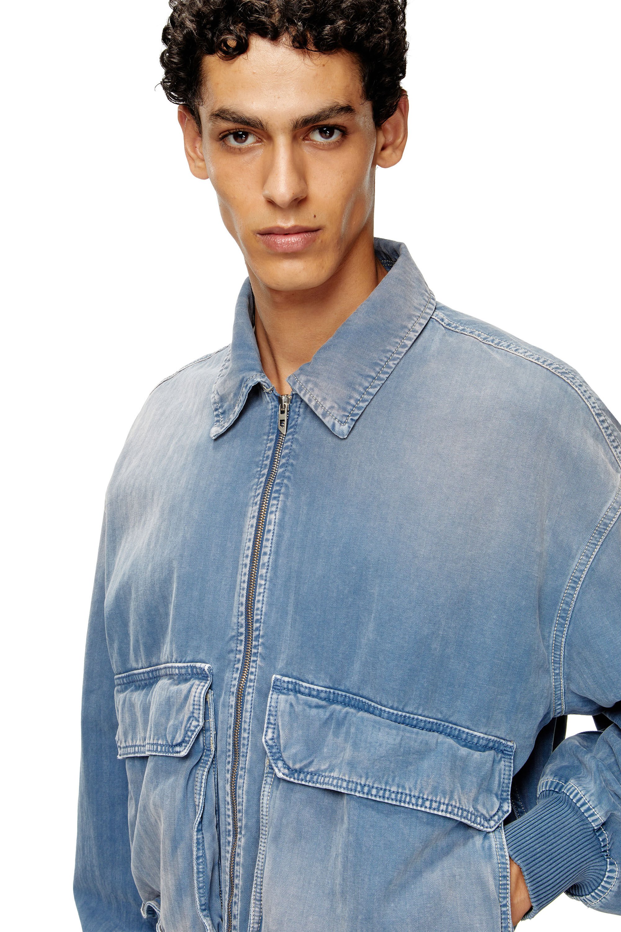 Diesel - D-KURZ, Unisex's Jacket in coloured herringbone denim in ライトブルー - 4