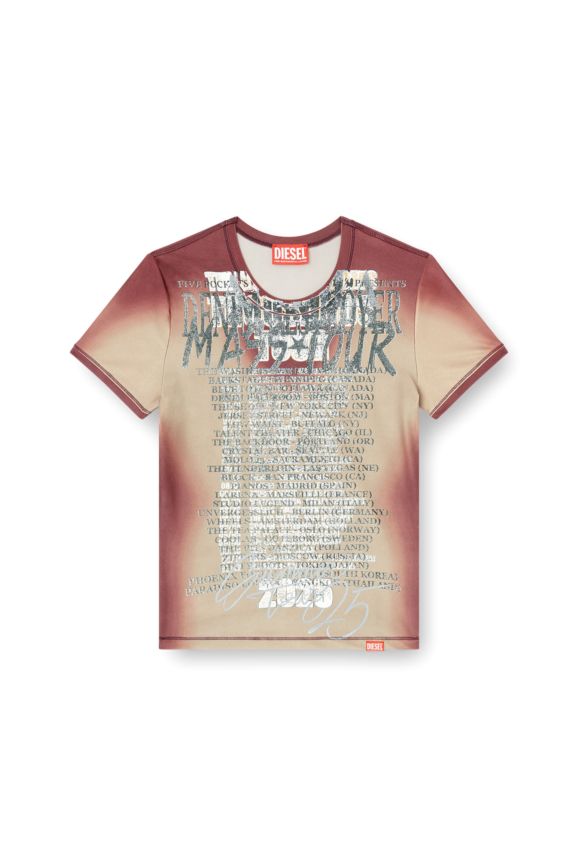 Diesel - T-KALYC, Female's Short-sleeve top with lyrics print in ブラウン - 2