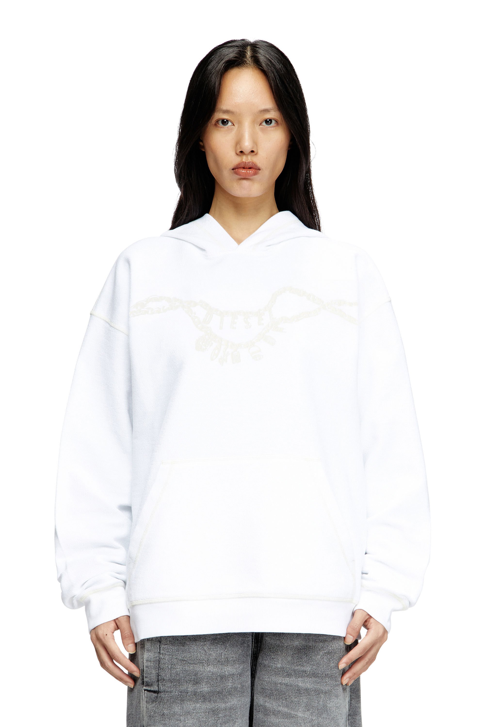 Diesel - S-BOXT-HOOD-HOSHI, Unisex's Hoodie with charm necklace print in ホワイト - 5
