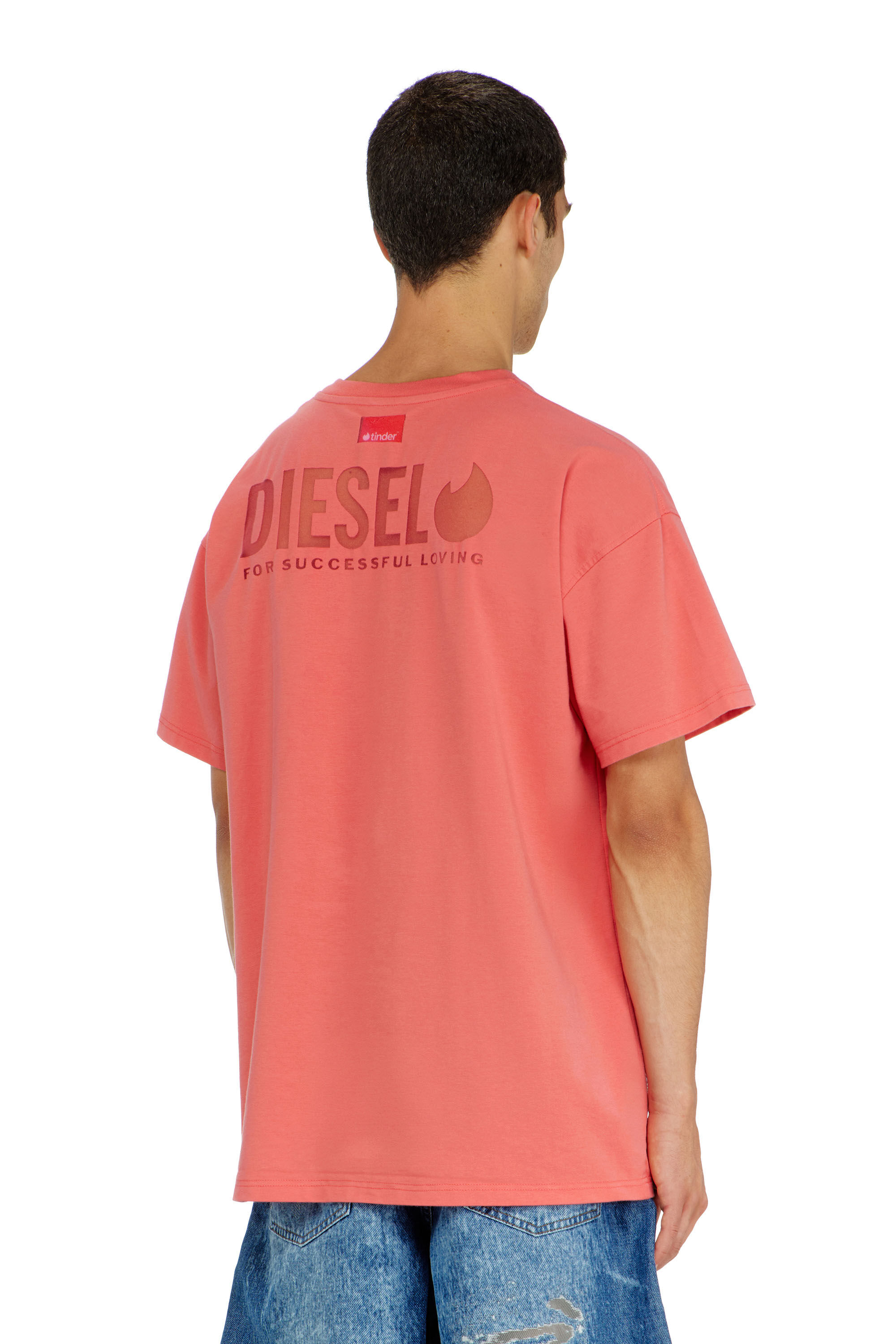 Diesel - PR-T-NORM-CHITIND-R, Unisex's T-shirt with transparent back logo in コーラルローズ - 4