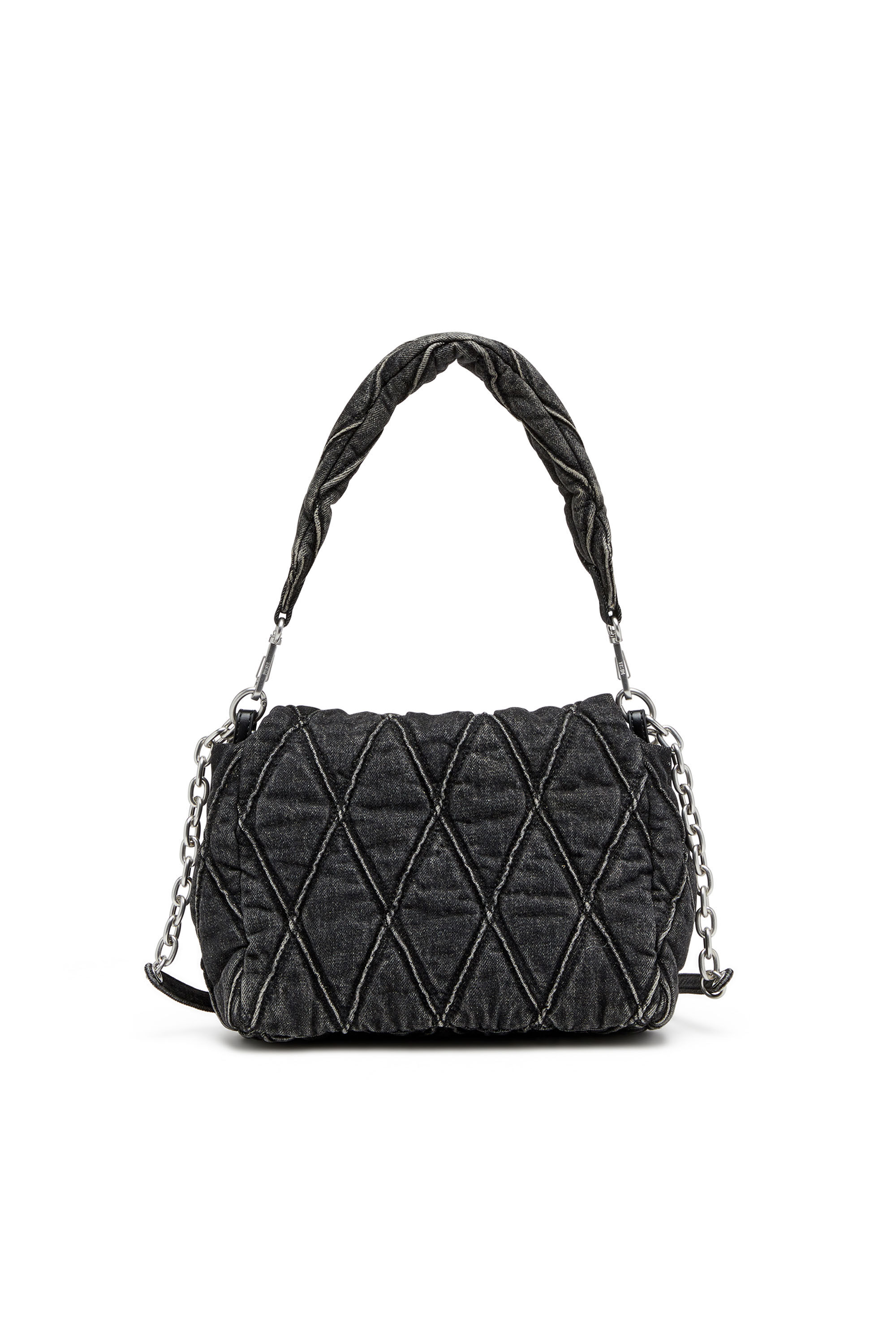 Diesel - CHARM-D SHOULDER M, Female's Charm-D M-Shoulder bag in quilted denim in ブラック - 3