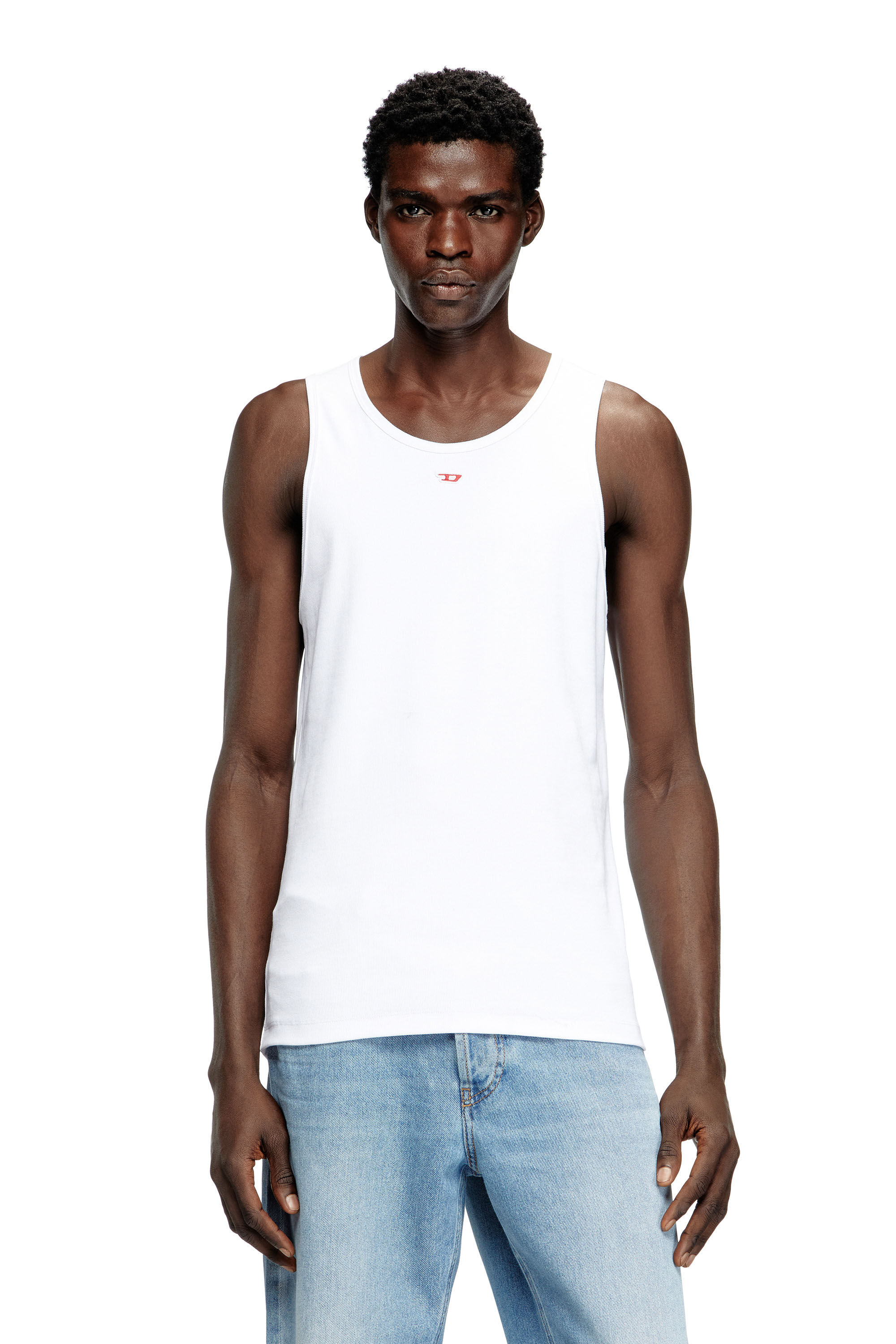 T-LIFTY-D Tank top with mini D logo patch｜ホワイト｜メンズ｜DIESEL